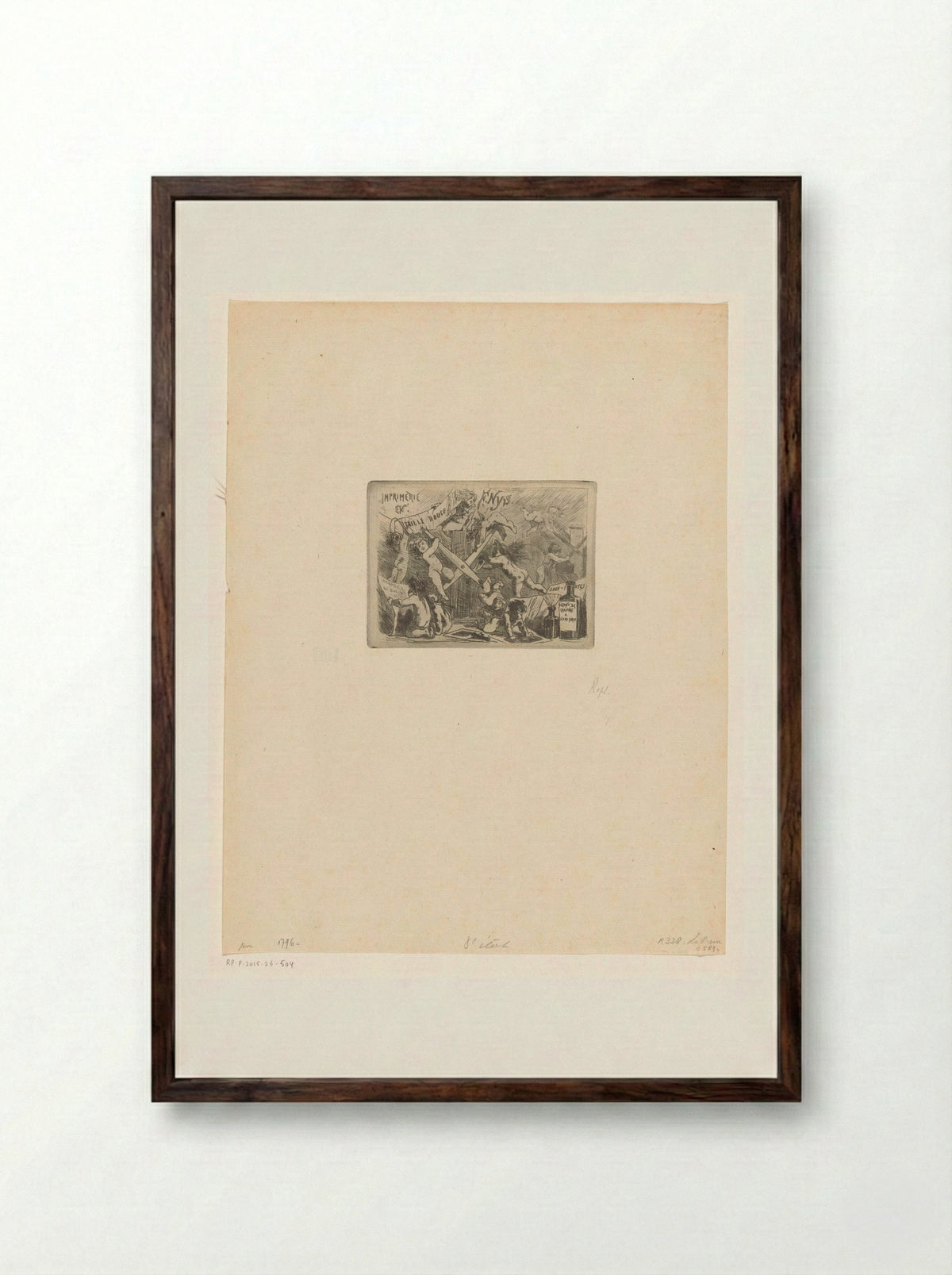 Visitekaartje van drukker François Nys - Félicien Rops - Framed Print Dark Wood