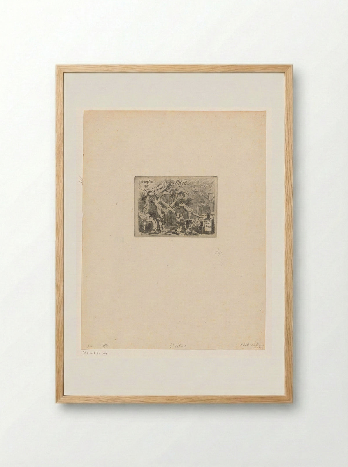 Visitekaartje van drukker François Nys - Félicien Rops - Framed Print Wood