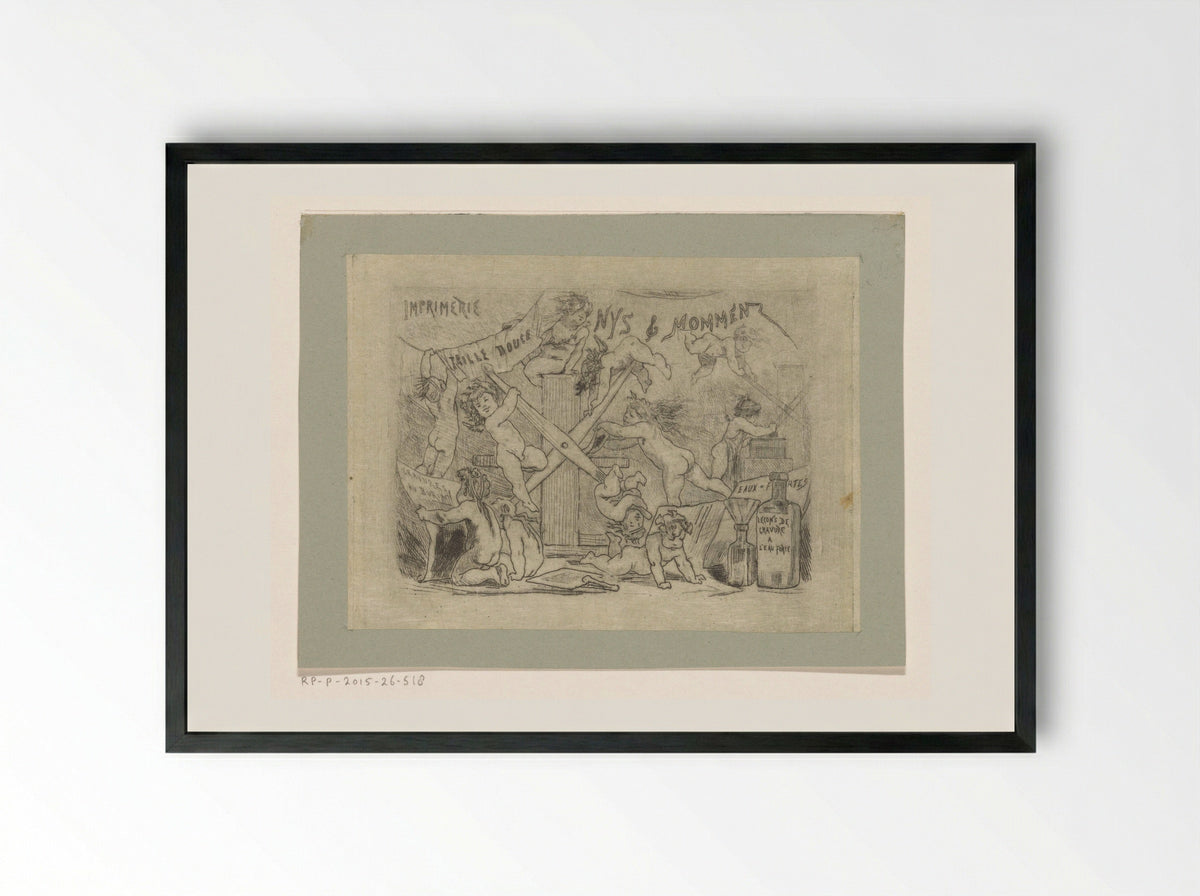 Visitekaartje van drukkerij Nys en Mommen - Félicien Rops - Framed Print Black