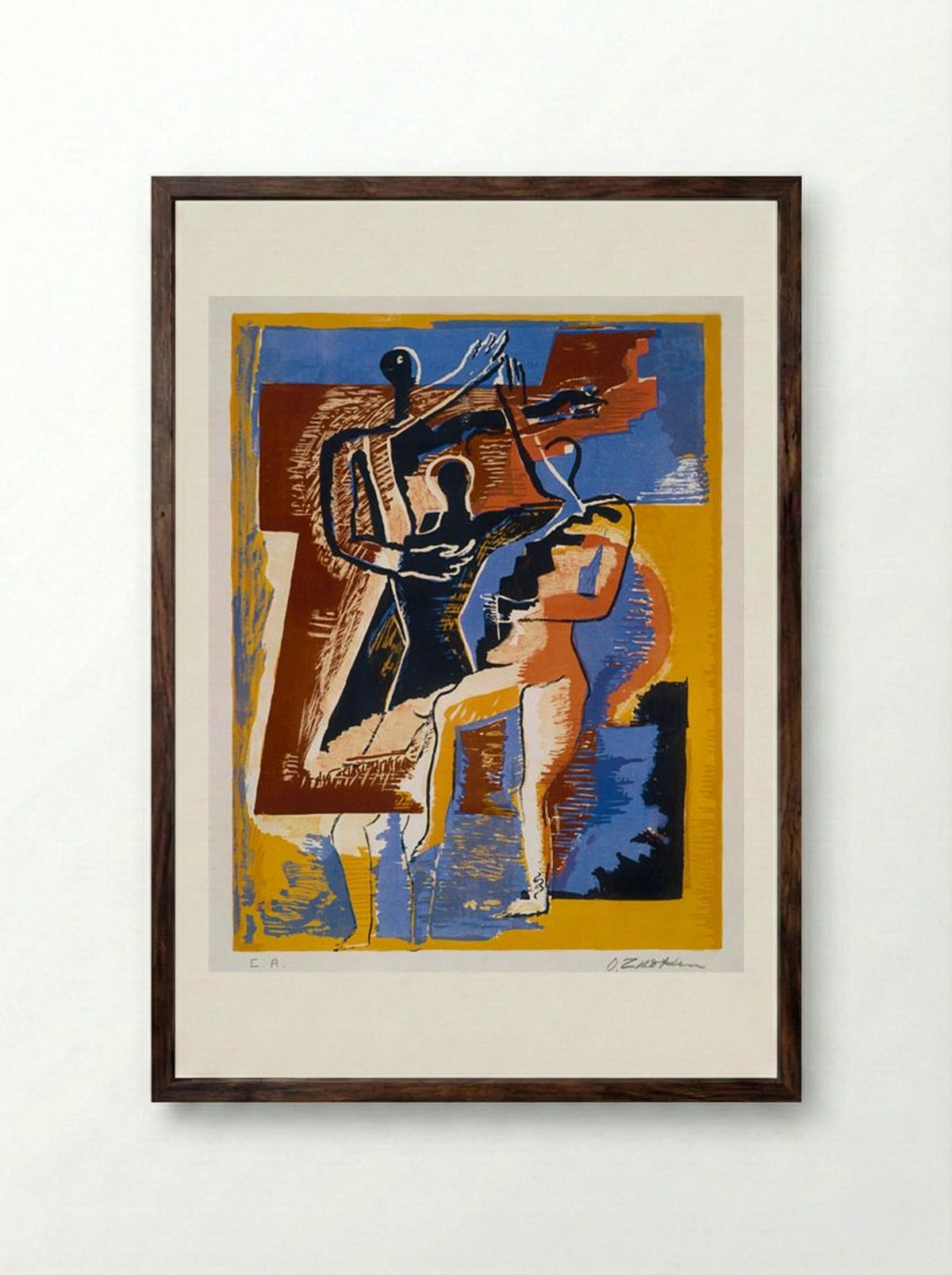 Visitors to the Sun - Ossip Zadkine - Framed Print Dark Wood