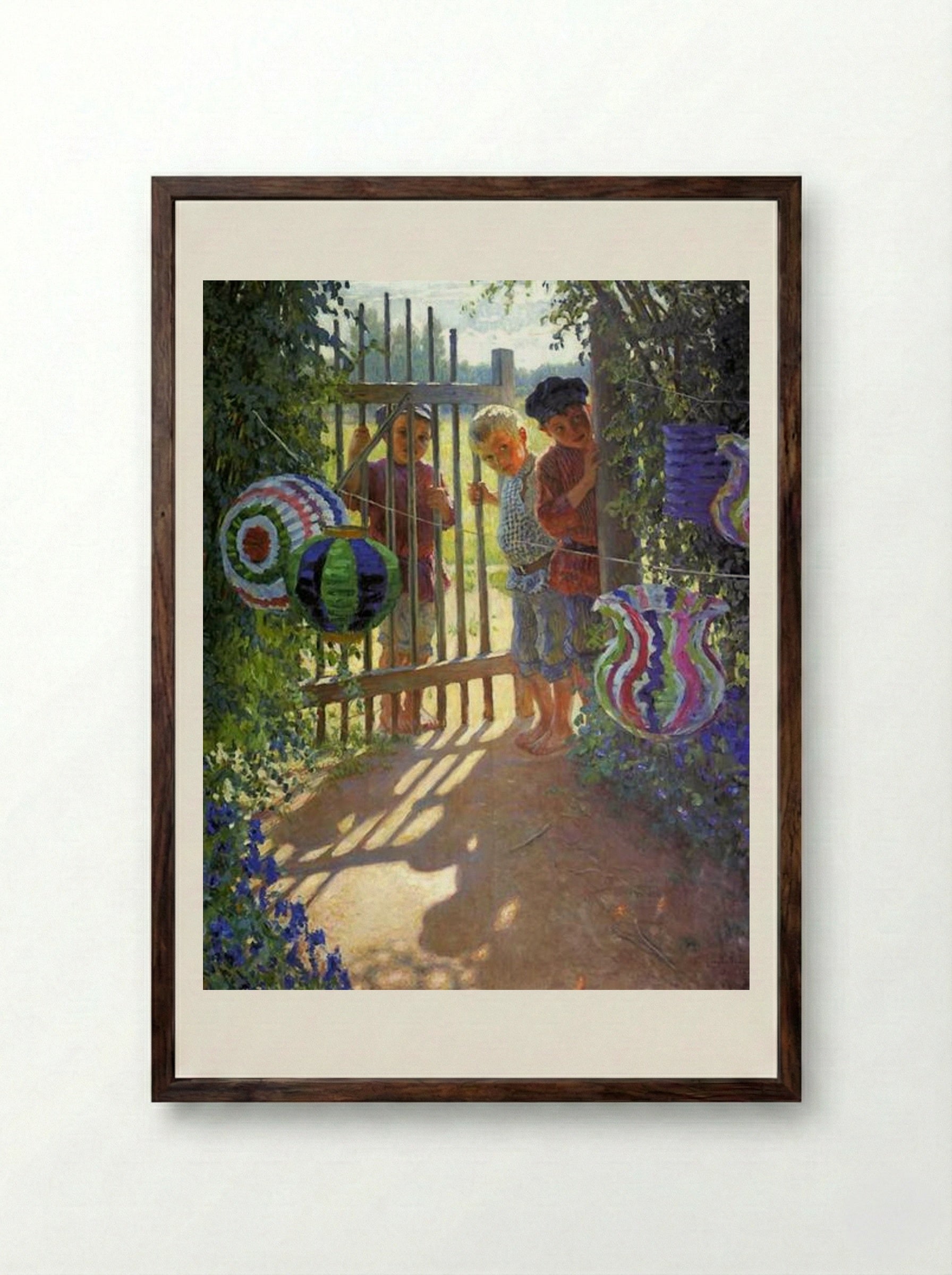 Visitors - Nikolay Bogdanov-Belsky - Framed Print Dark Wood