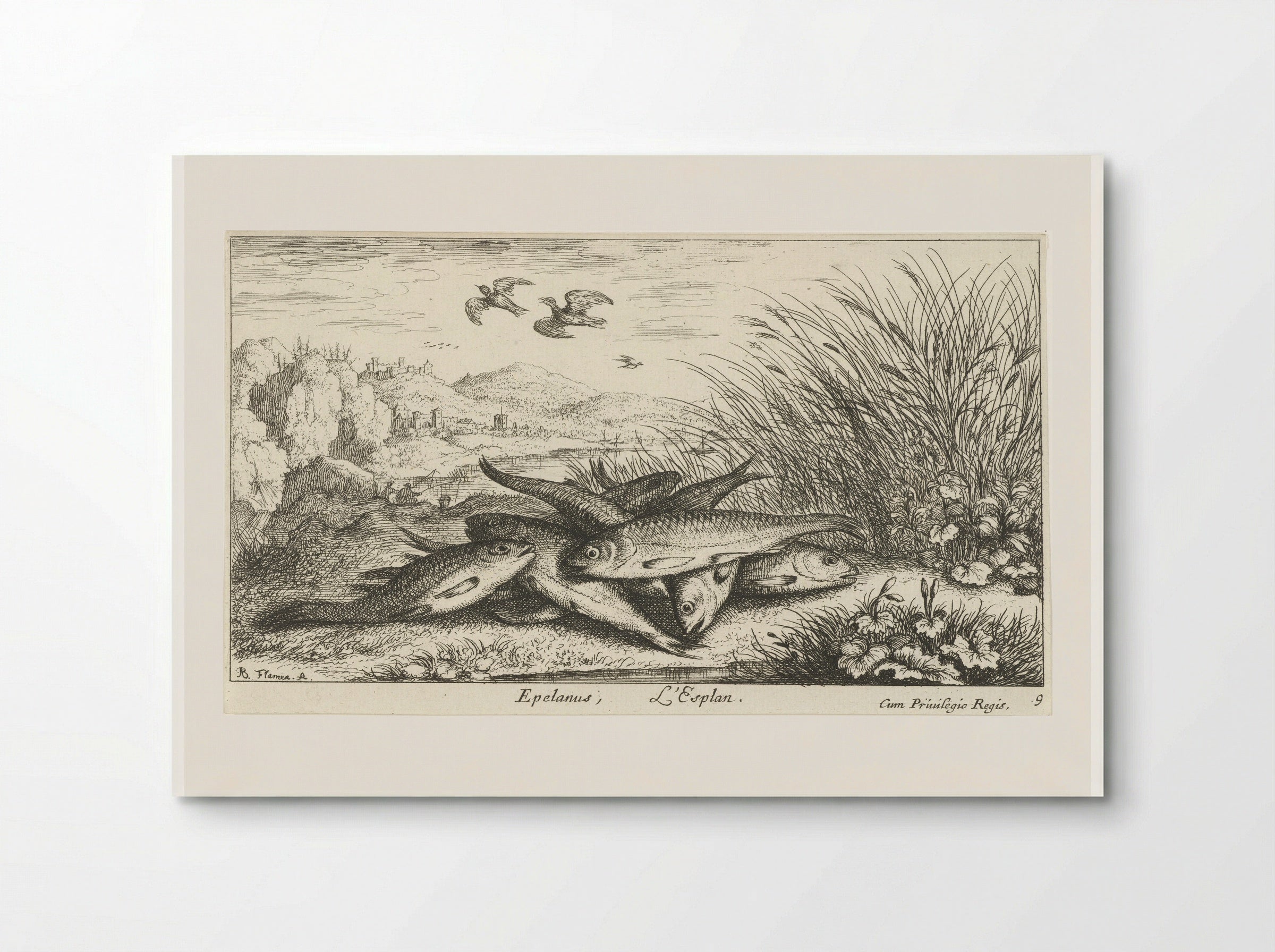Vissen op een rivieroever (Fishing on a Riverbank) - Jacques van Merlen - Poster