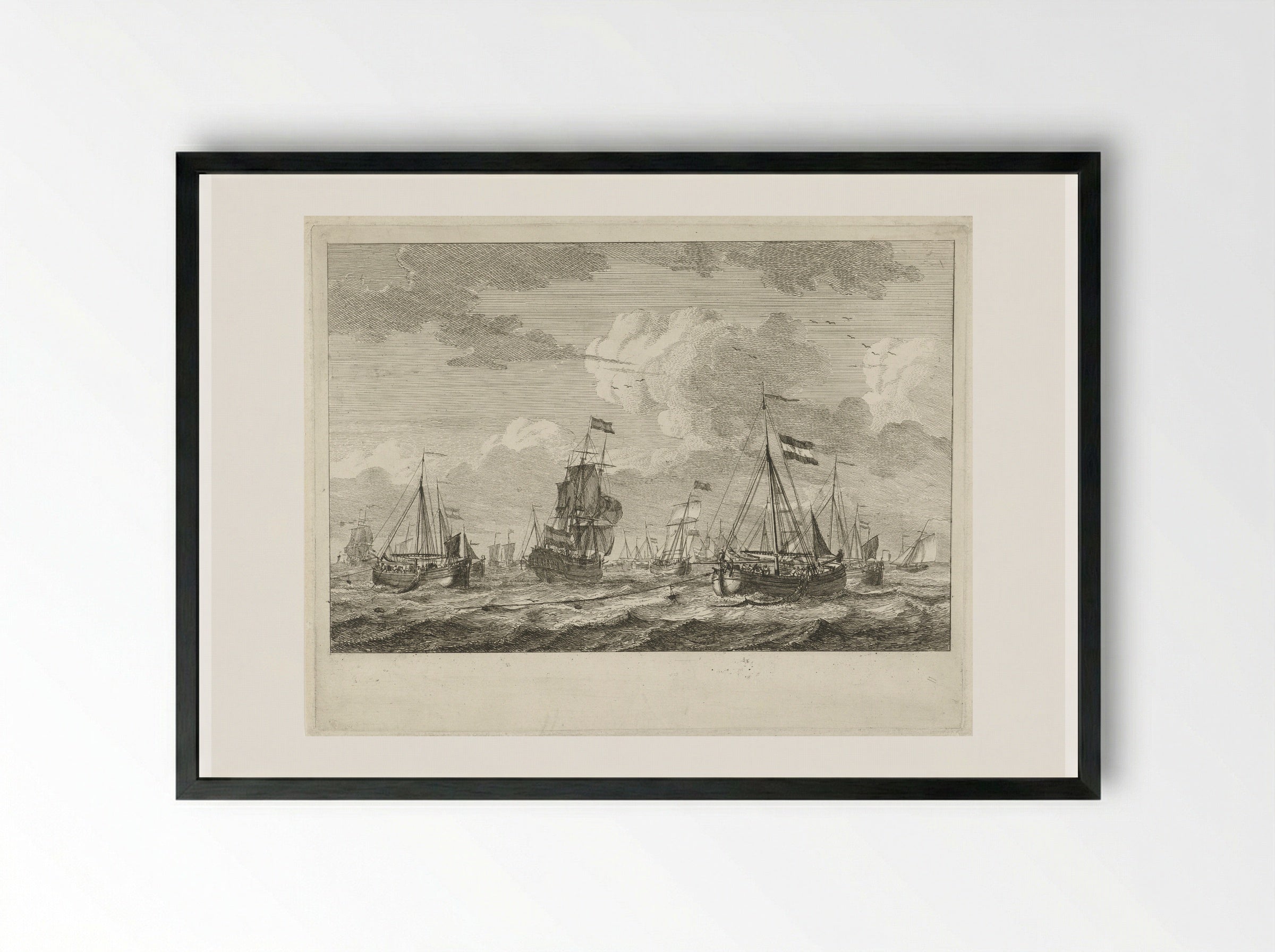 Vissersboten op open water - Gerrit Groenewegen - Framed Print Black