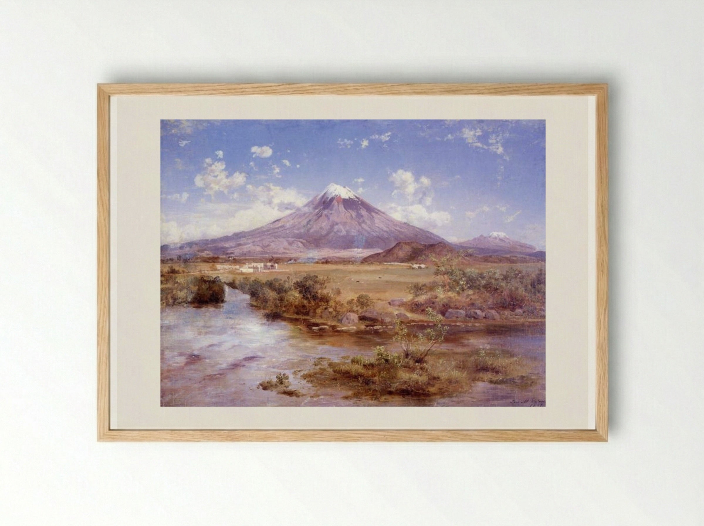 Vista de los volcanes - José María Velasco - Framed Print Wood