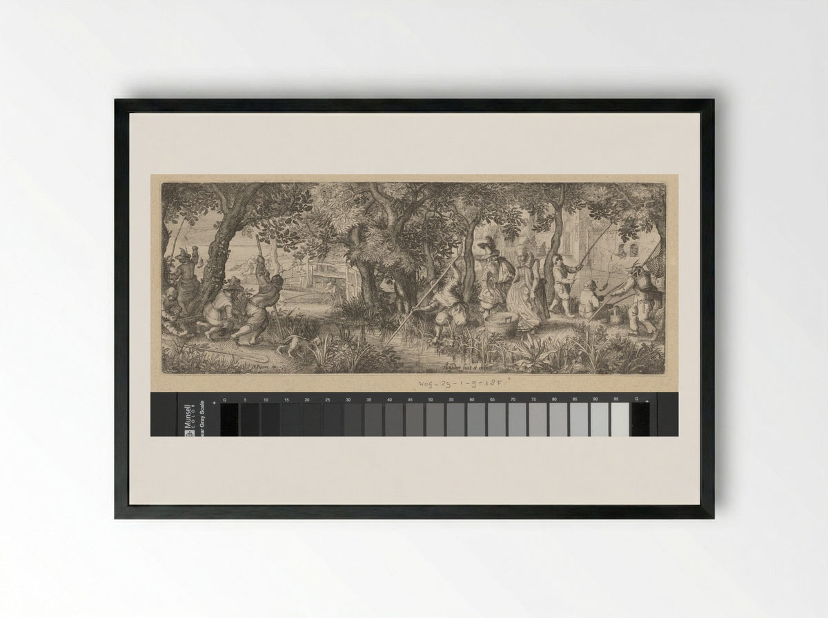 Visvangst (Fishing) - Claes Jansz. Visscher (II) - Framed Print Black