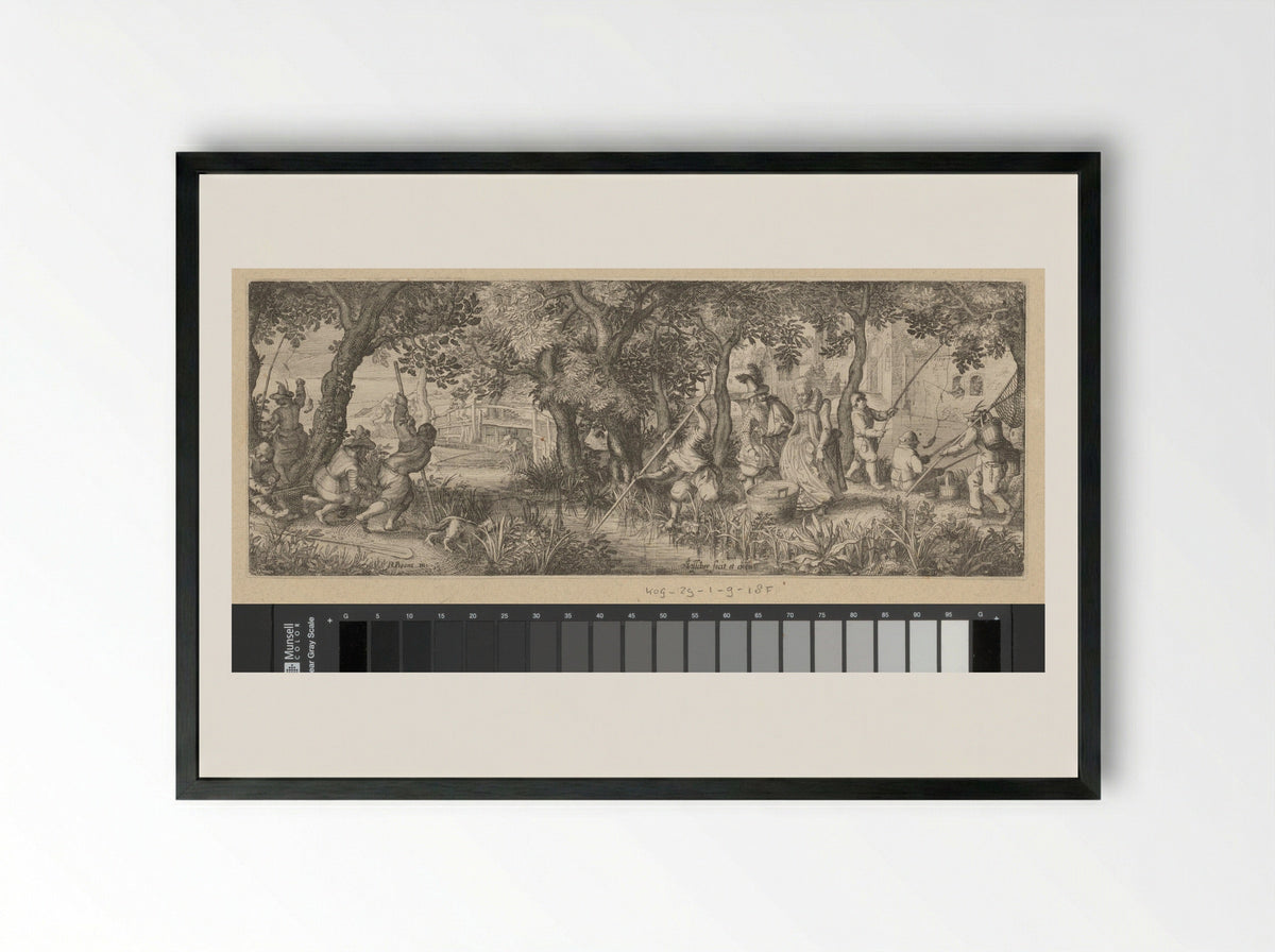 Visvangst (Fishing) - Claes Jansz. Visscher (II) - Framed Print Black