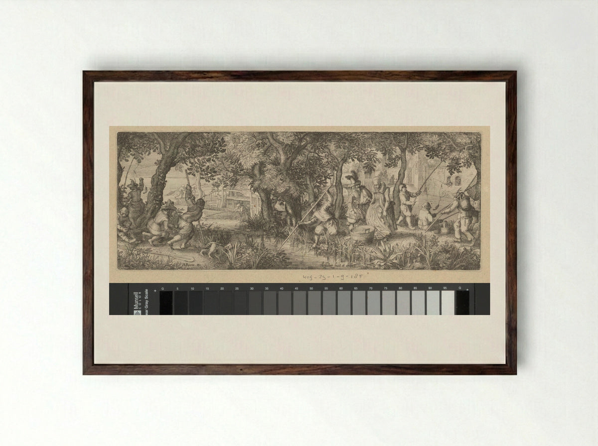 Visvangst (Fishing) - Claes Jansz. Visscher (II) - Framed Print Dark Wood