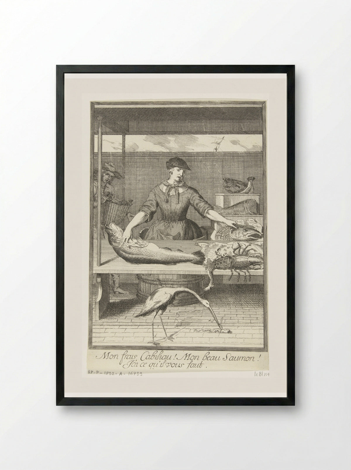 Visverkoopster (Fish Seller) - Pieter van den Berge - Framed Print Black