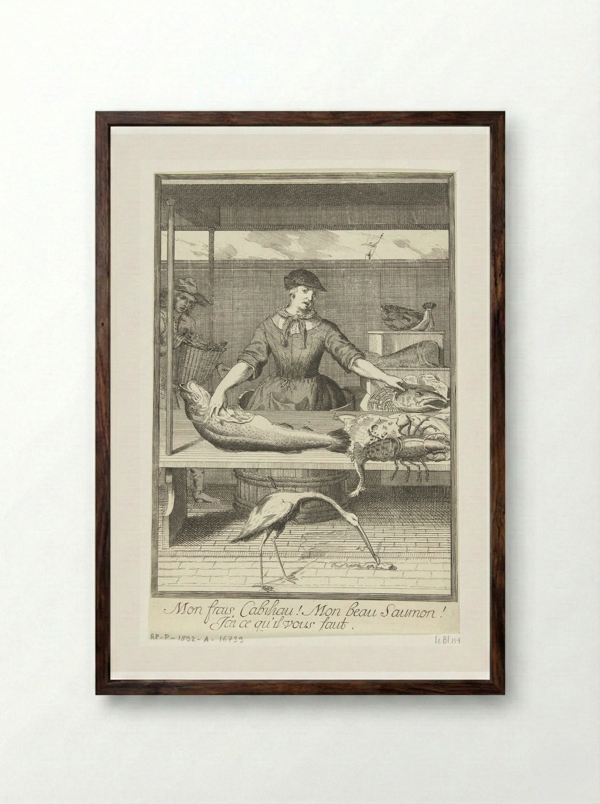 Visverkoopster (Fish Seller) - Pieter van den Berge - Framed Print Dark Wood