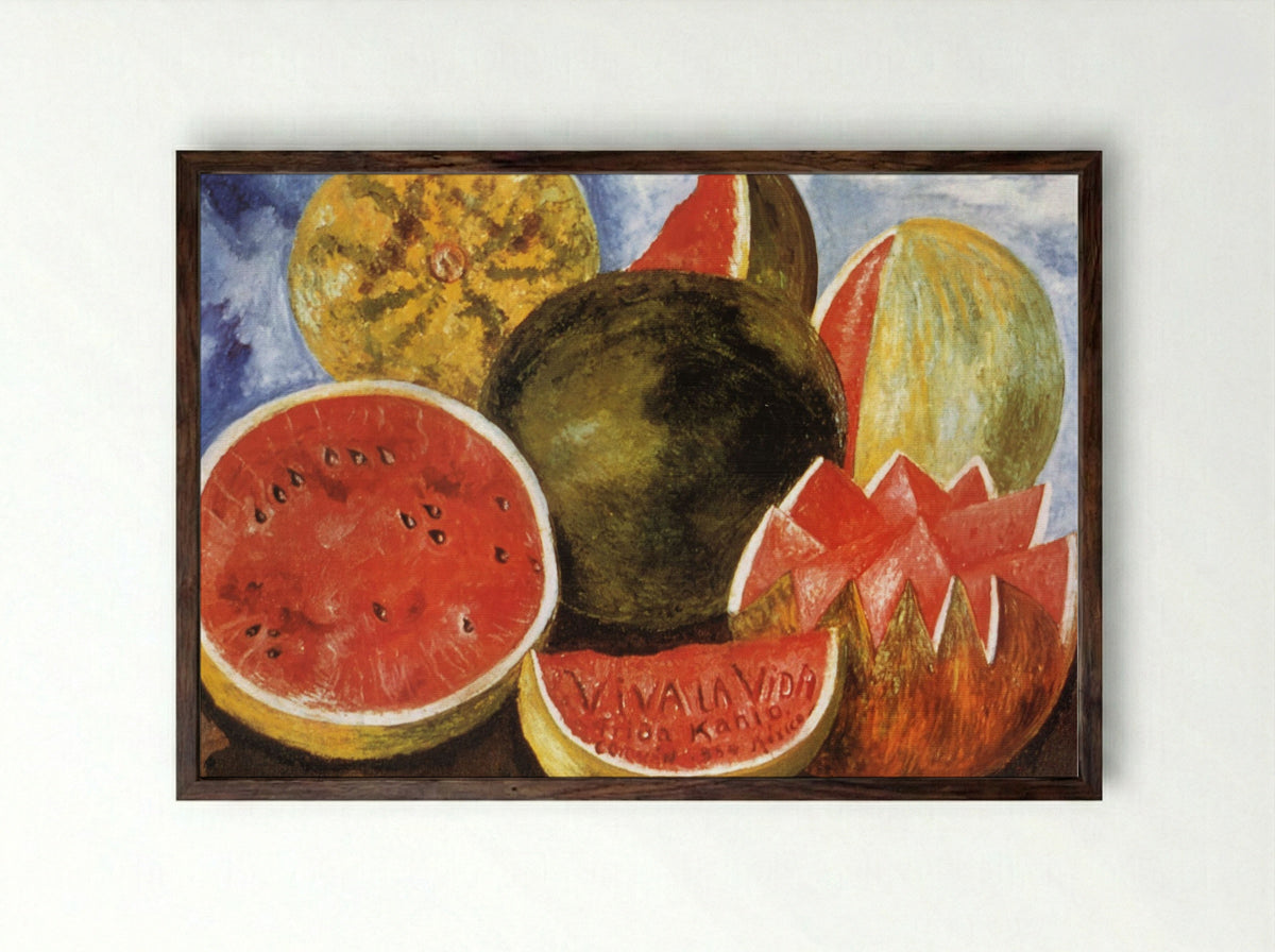 Viva la Vida, Watermelons - Frida Kahlo - Framed Print Dark Wood