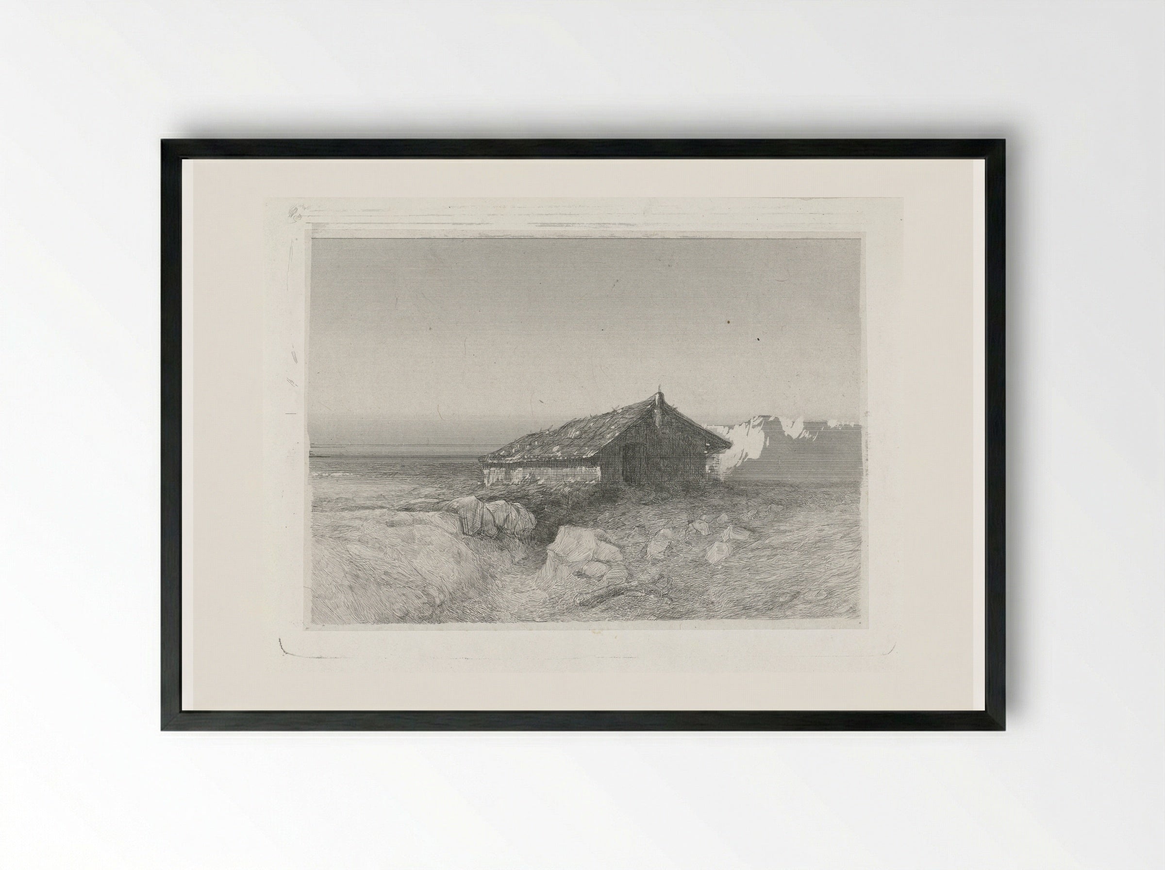 Vlakte met een hut - Charles Rochussen - Framed Print Black