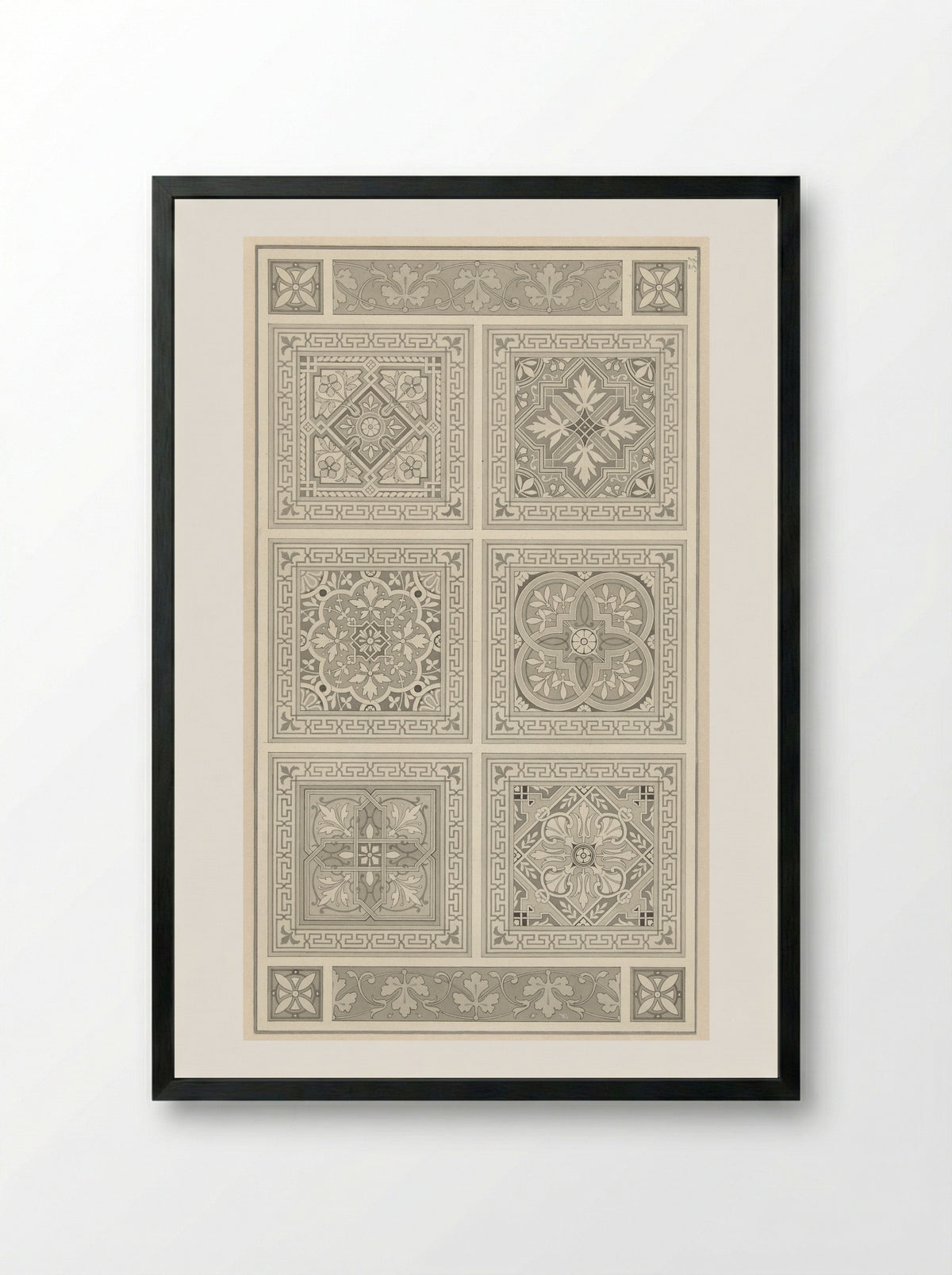 Vlakvulling van friezen en vierkanten - Alexandre Eugène Prignot - Framed Print Black