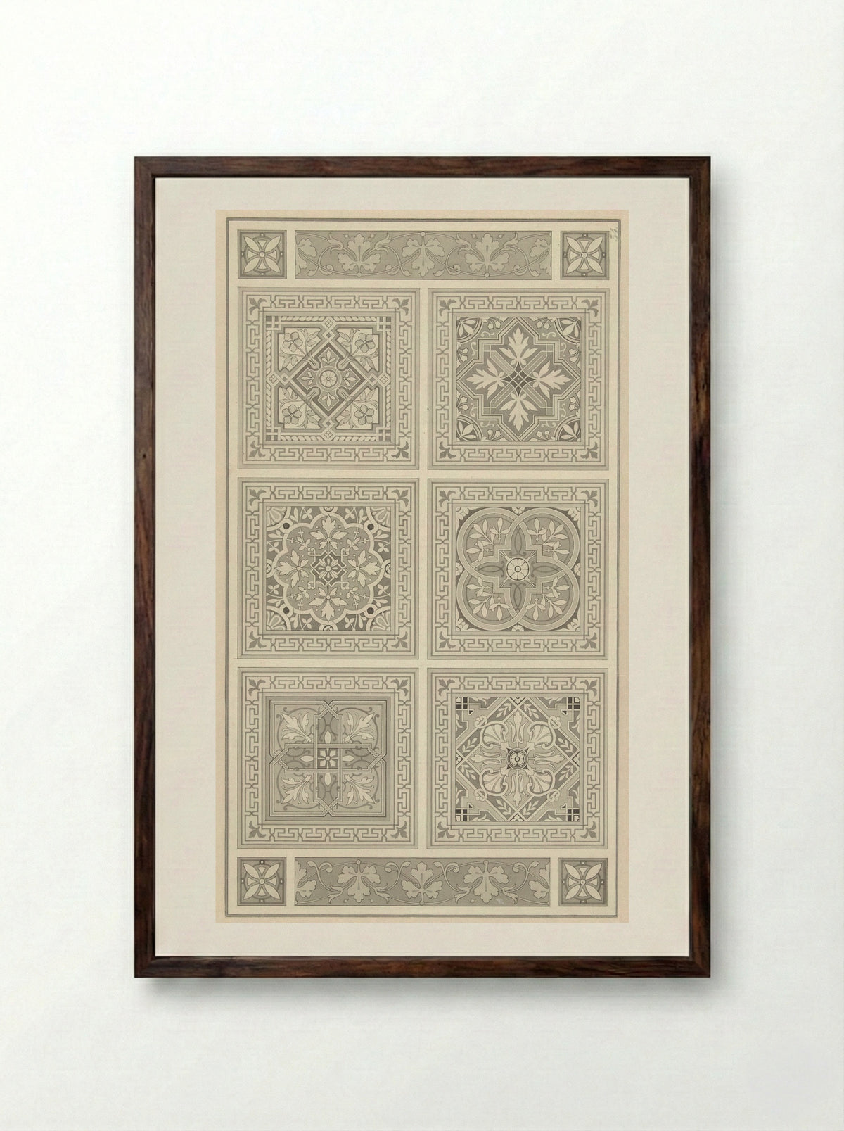 Vlakvulling van friezen en vierkanten - Alexandre Eugène Prignot - Framed Print Dark Wood