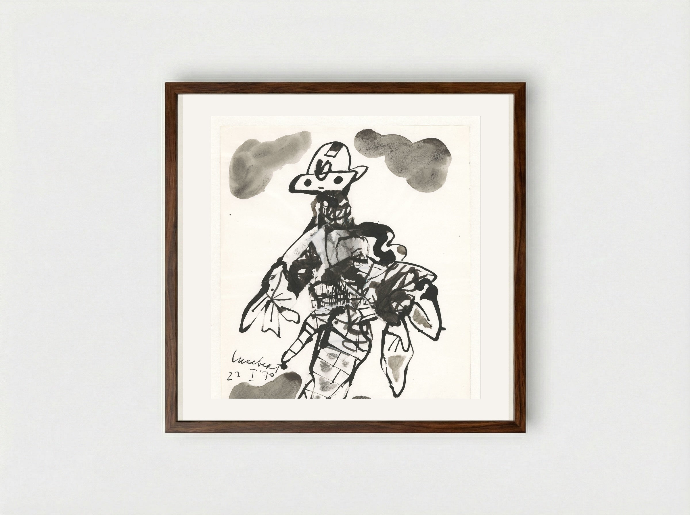 Vliegend fantasiewezen - Lucebert - Framed Print Dark Wood