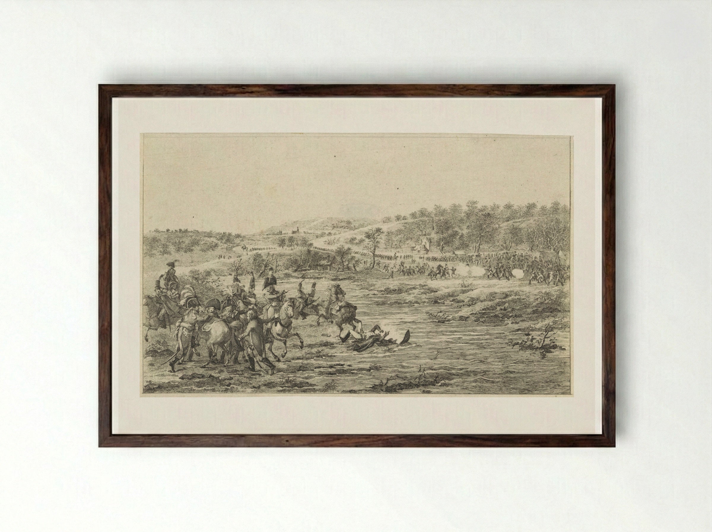 Vlucht van Dumouriez - Joannes Bemme - Framed Print Dark Wood