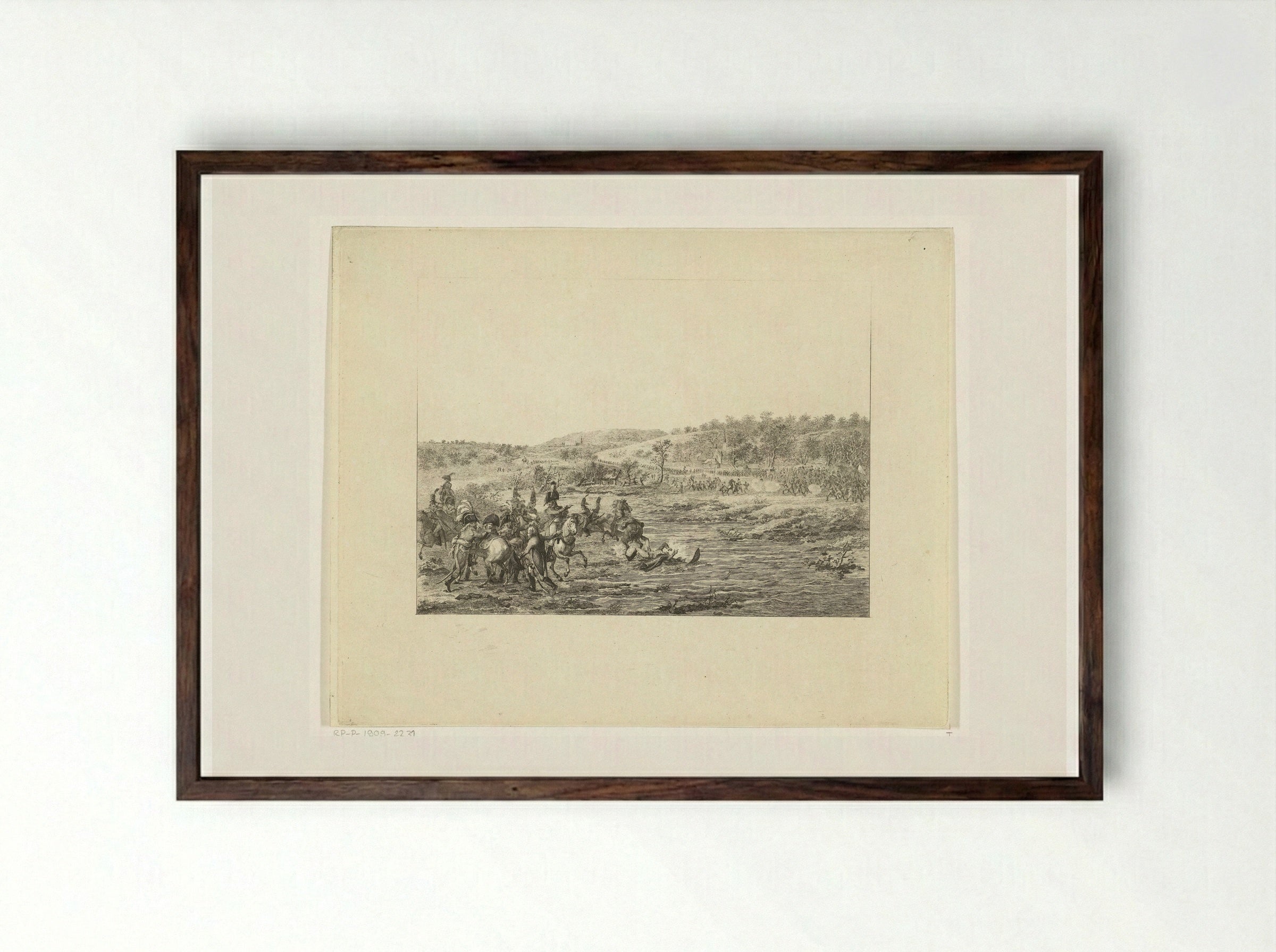 Vlucht van de Franse generaal Charles-Francois Dumouriez - Joannes Bemme - Framed Print Dark Wood