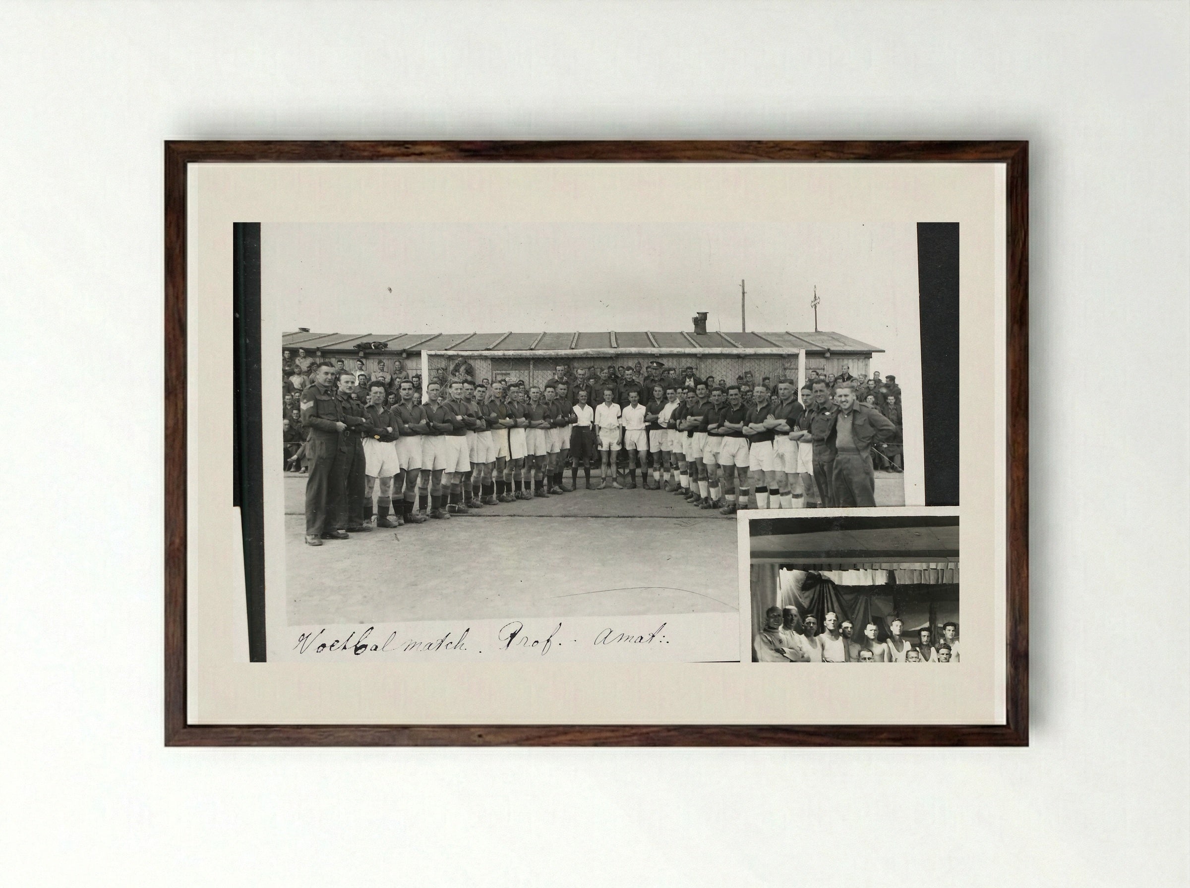 Voetbal match. Prof. - Amat. / V.T. groep - Dick W.B. van Maarseveen - Framed Print Dark Wood