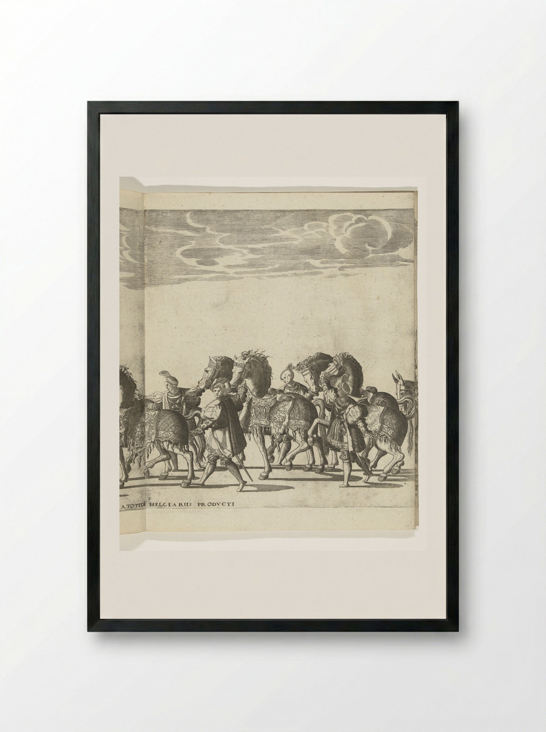 Voetknechten met paarden, plaat 9 - Nicolaas Hogenberg - Framed Print Black