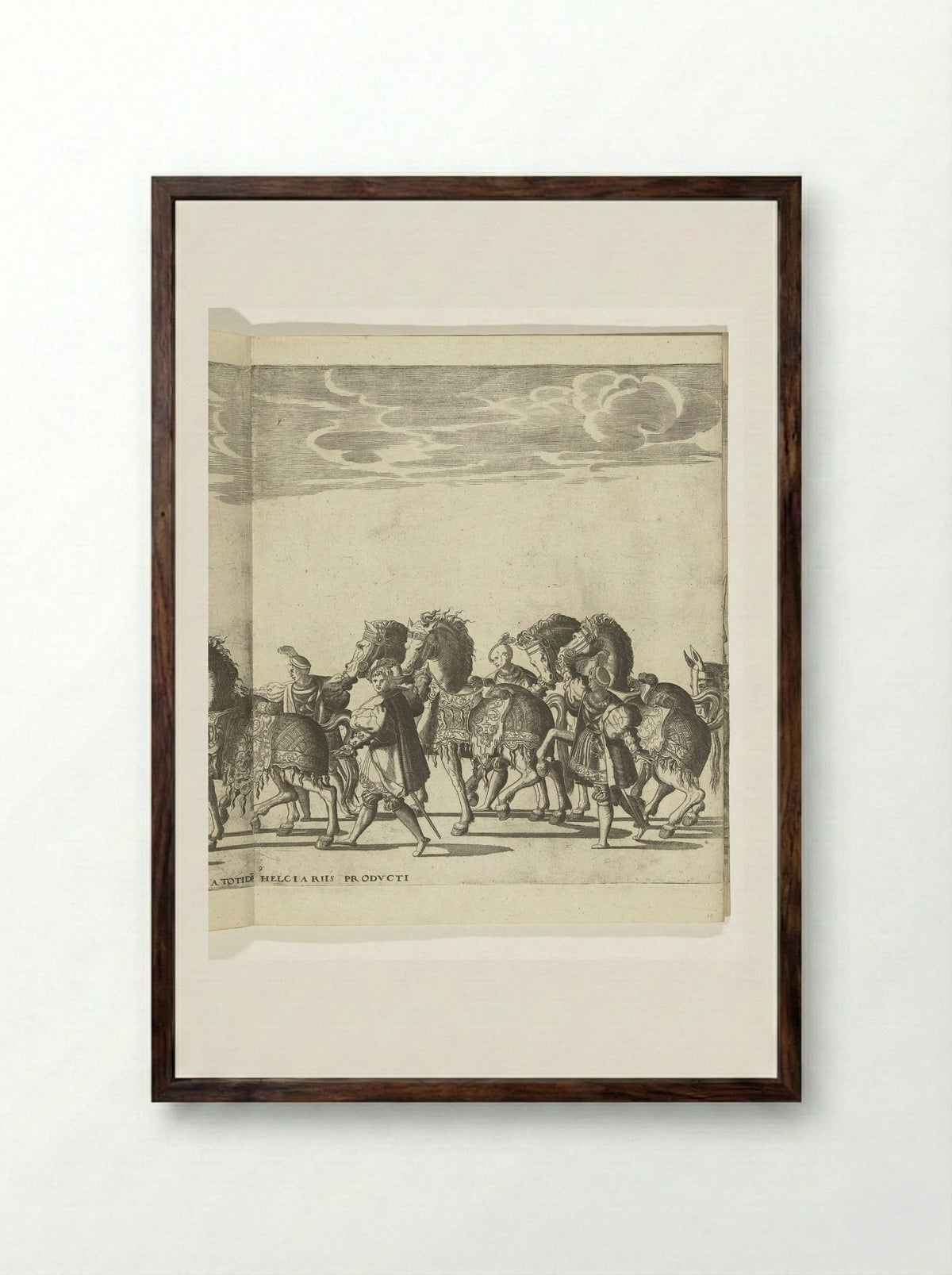 Voetknechten met paarden, plaat 9 - Nicolaas Hogenberg - Framed Print Dark Wood