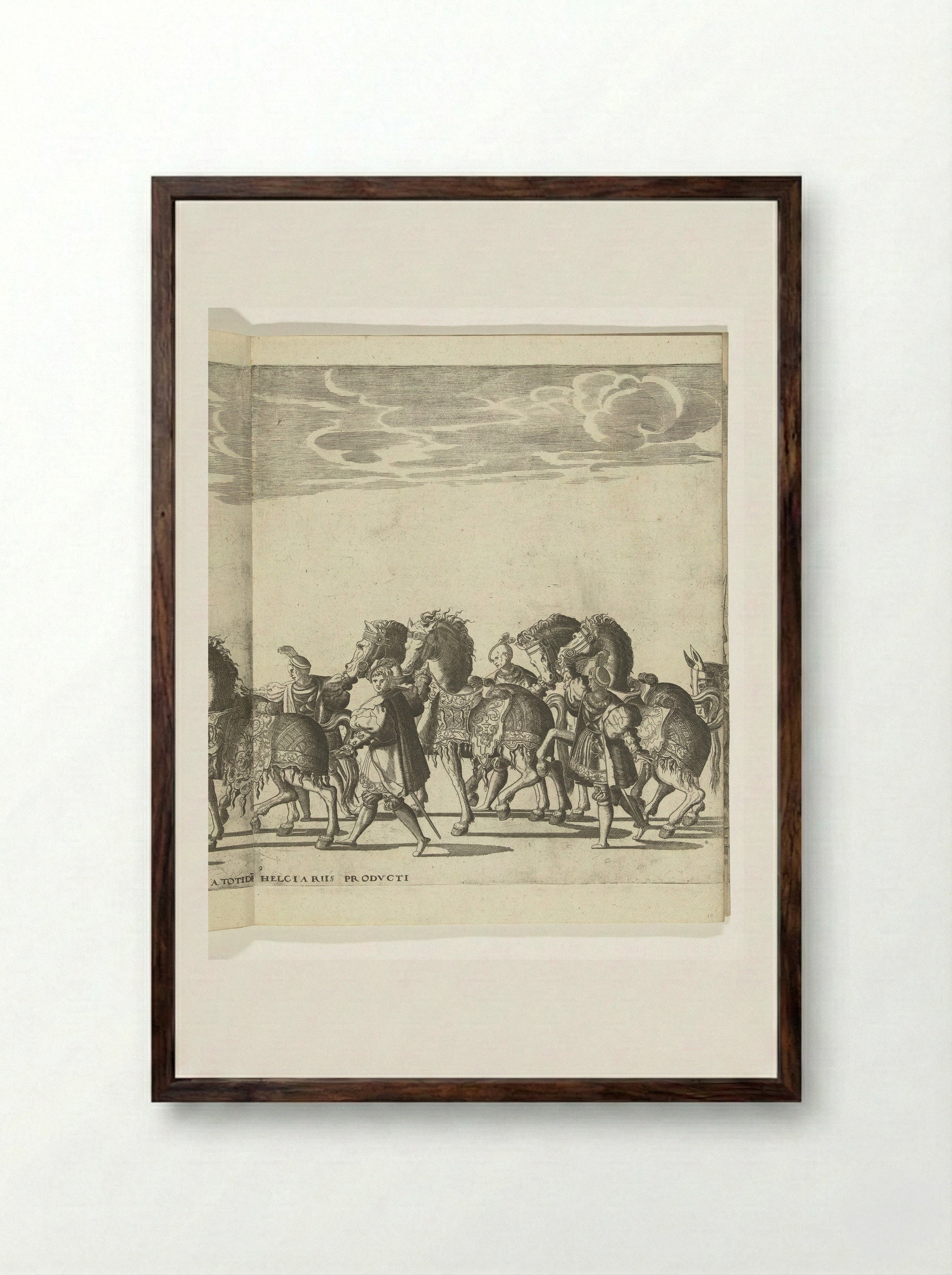 Voetknechten met paarden, plaat 9 - Nicolaas Hogenberg - Framed Print Dark Wood