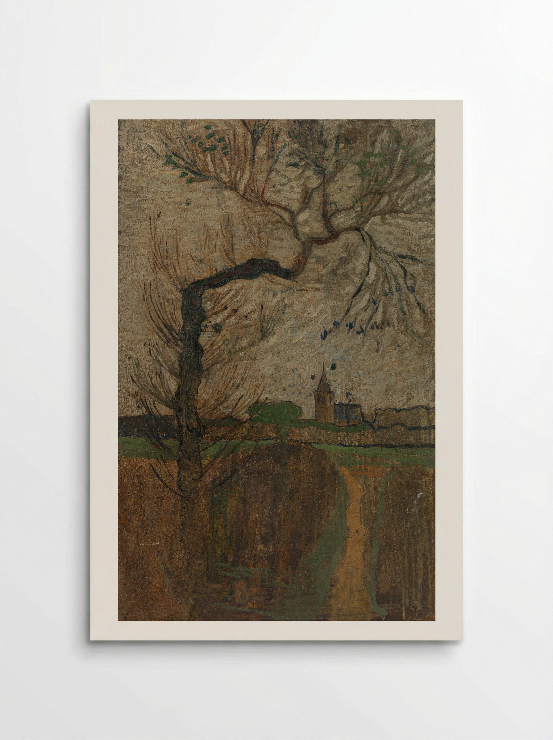 Voetpad met wilg en dorpje aan de horizon - Richard Nicolaüs Roland Holst - Poster