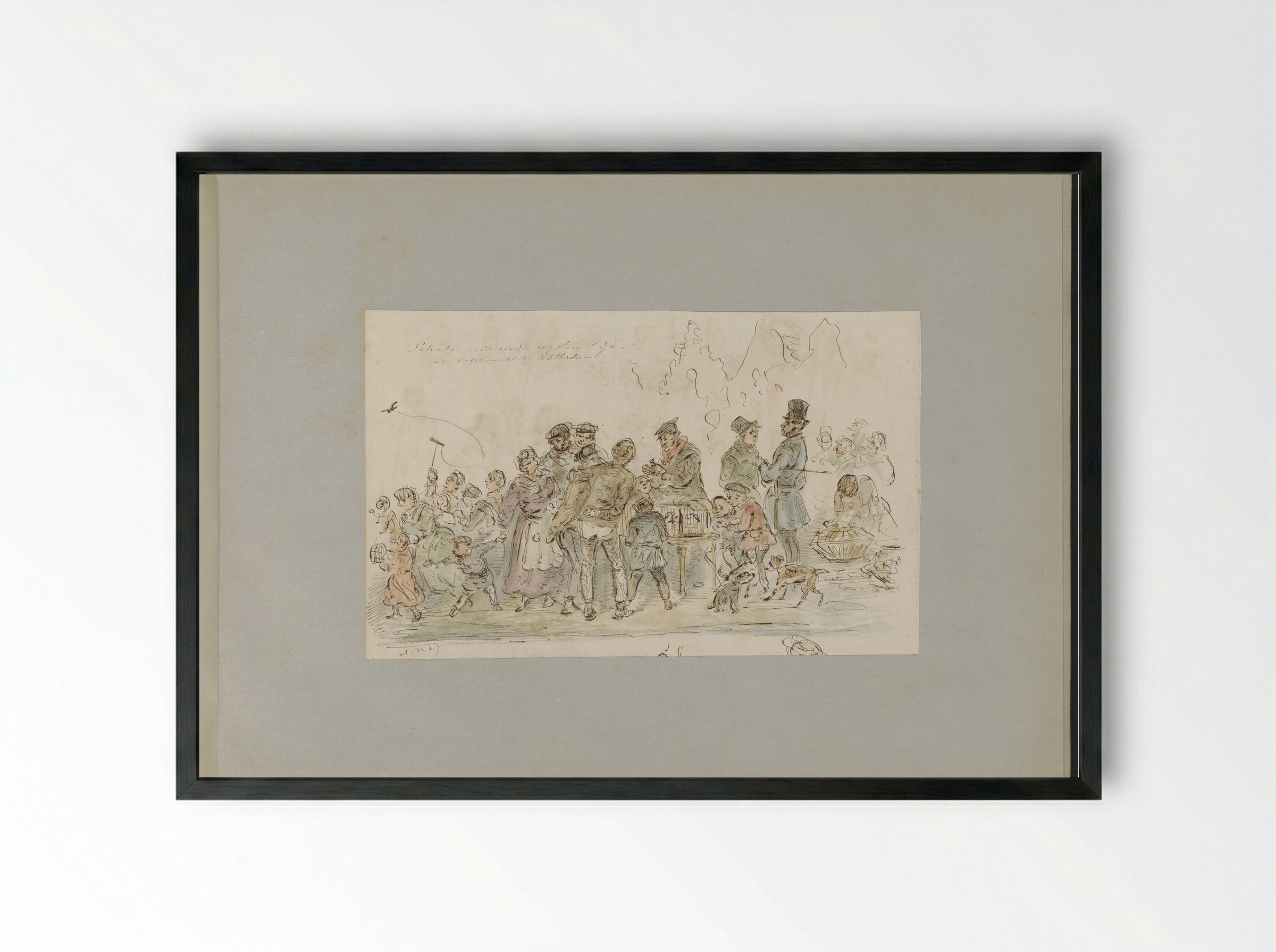 Vogelmarkt te Rotterdam - Alexander Ver Huell - Framed Print Black