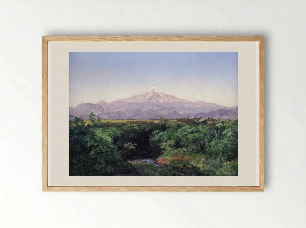 Volcán de Orizaba desde la Hacienda de San Miguelito - José María Velasco - Framed Print Wood