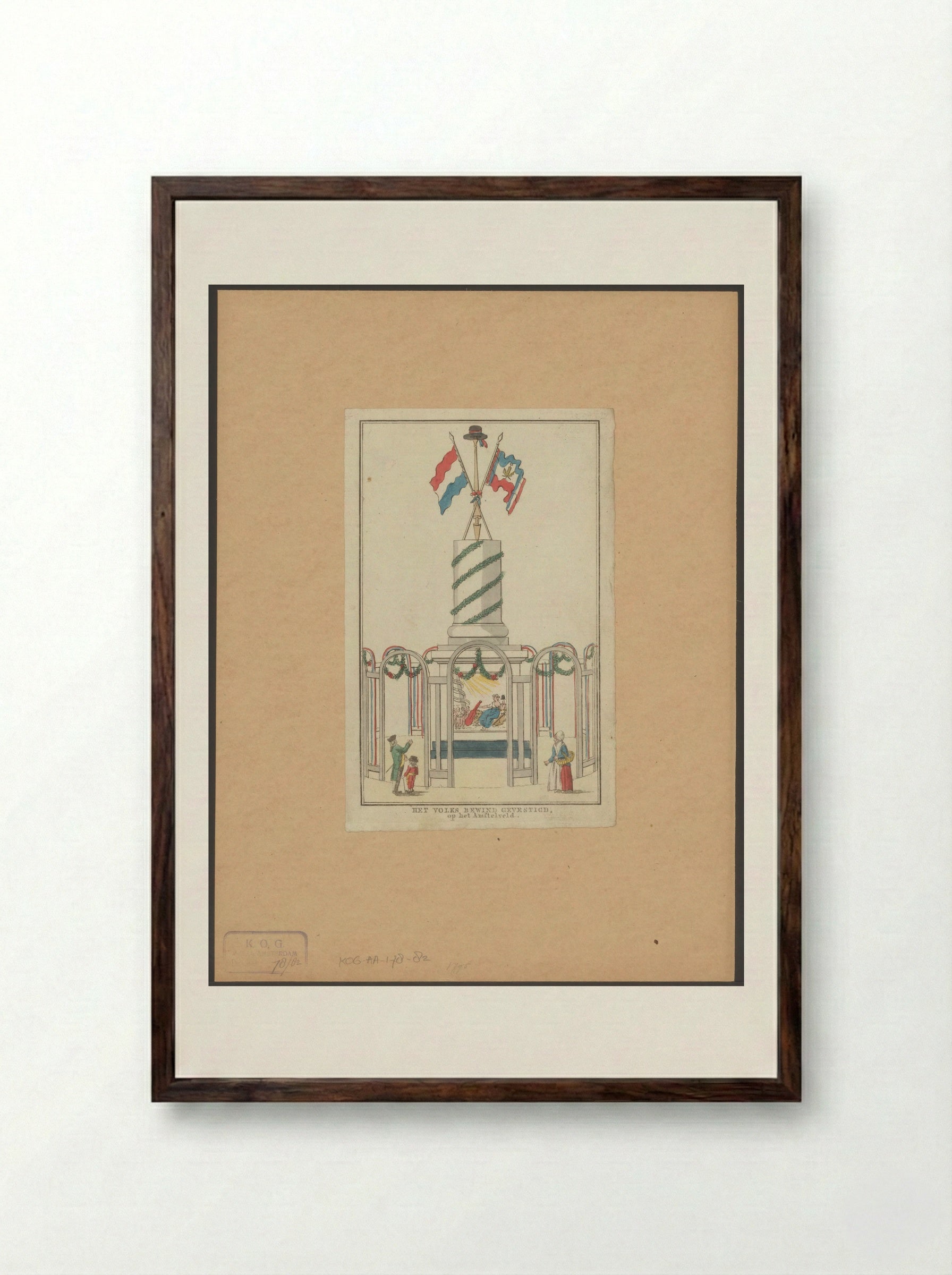 Volksbewind Gevestigd, decoratie op het Amstelveld te Amsterdam - Noach van der Meer (II) - Framed Print Dark Wood