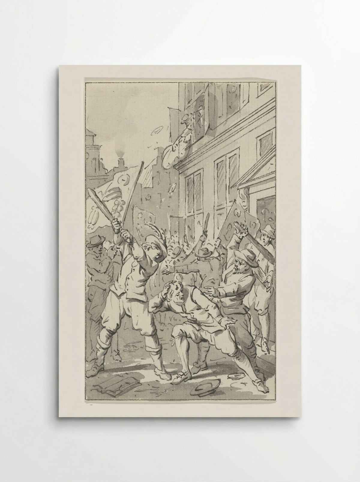 Volkswoede in Alkmaar tijdens het Kaas- en Broodoproer, 1492 - Jacobus Buys - Poster