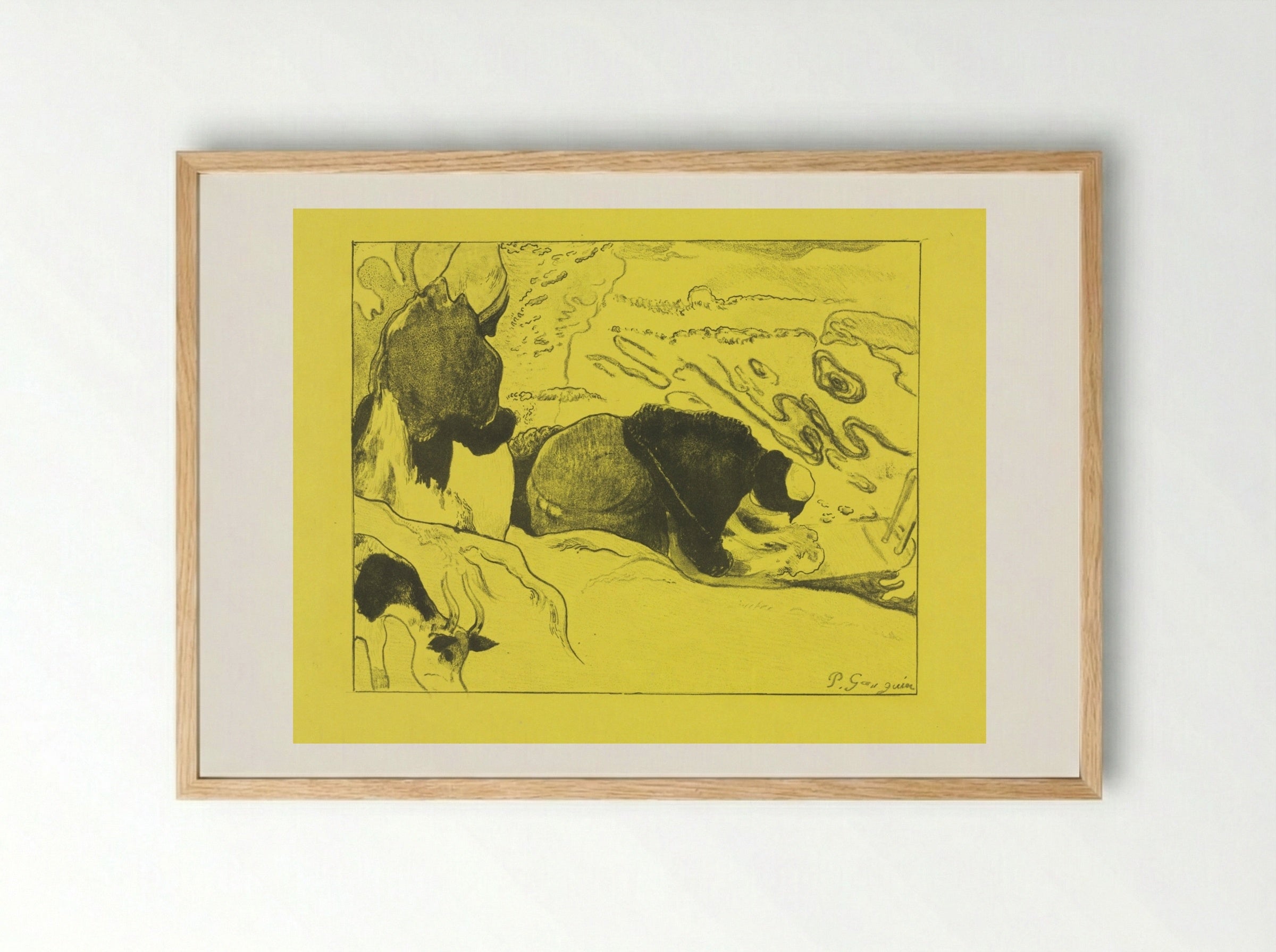 Volpini Suite: Laundresses (Les Laveuses) - Paul Gauguin - Framed Print Wood