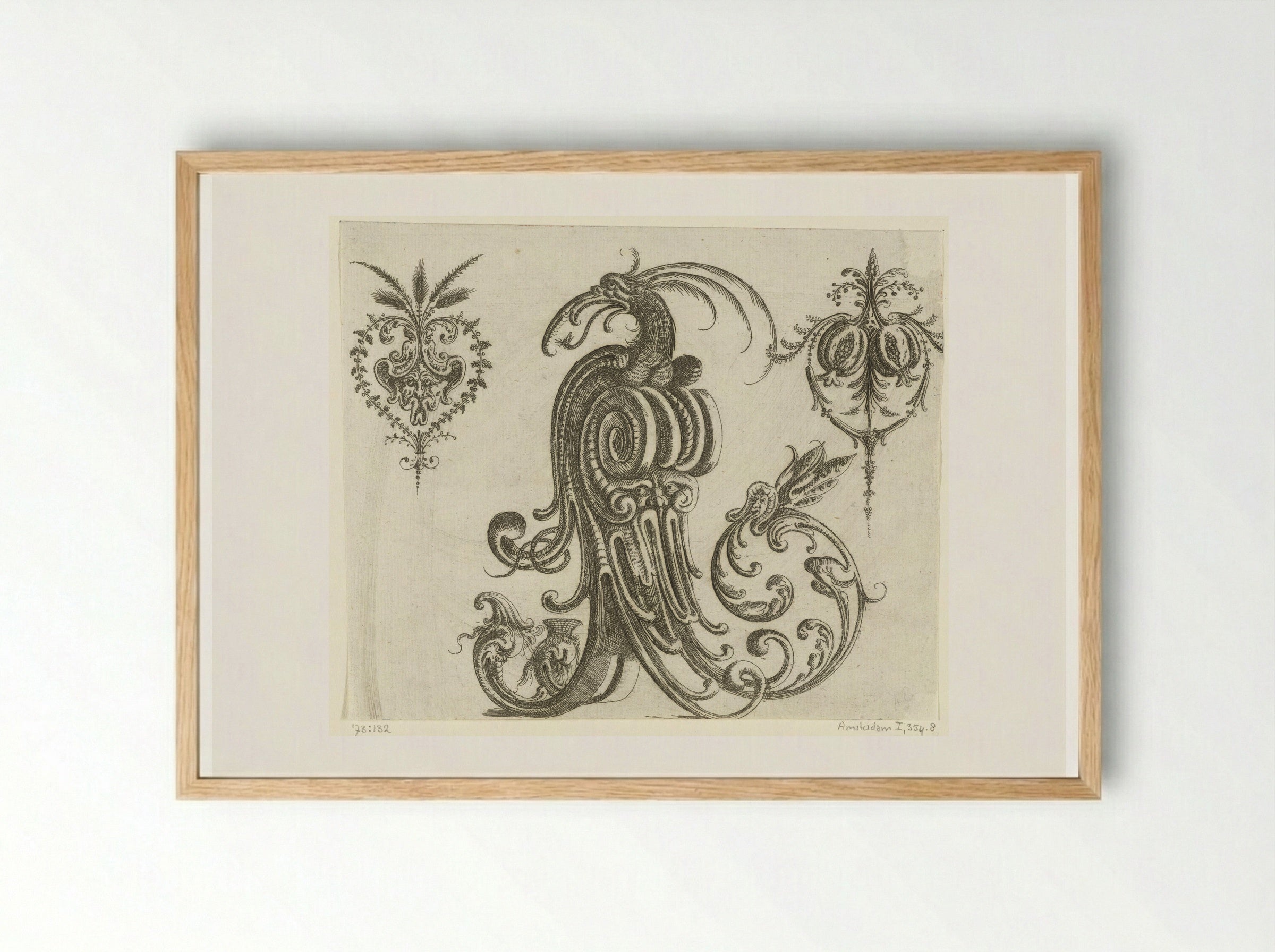 Volute with a Mascaron - Christoph Jamnitzer - Framed Print Wood