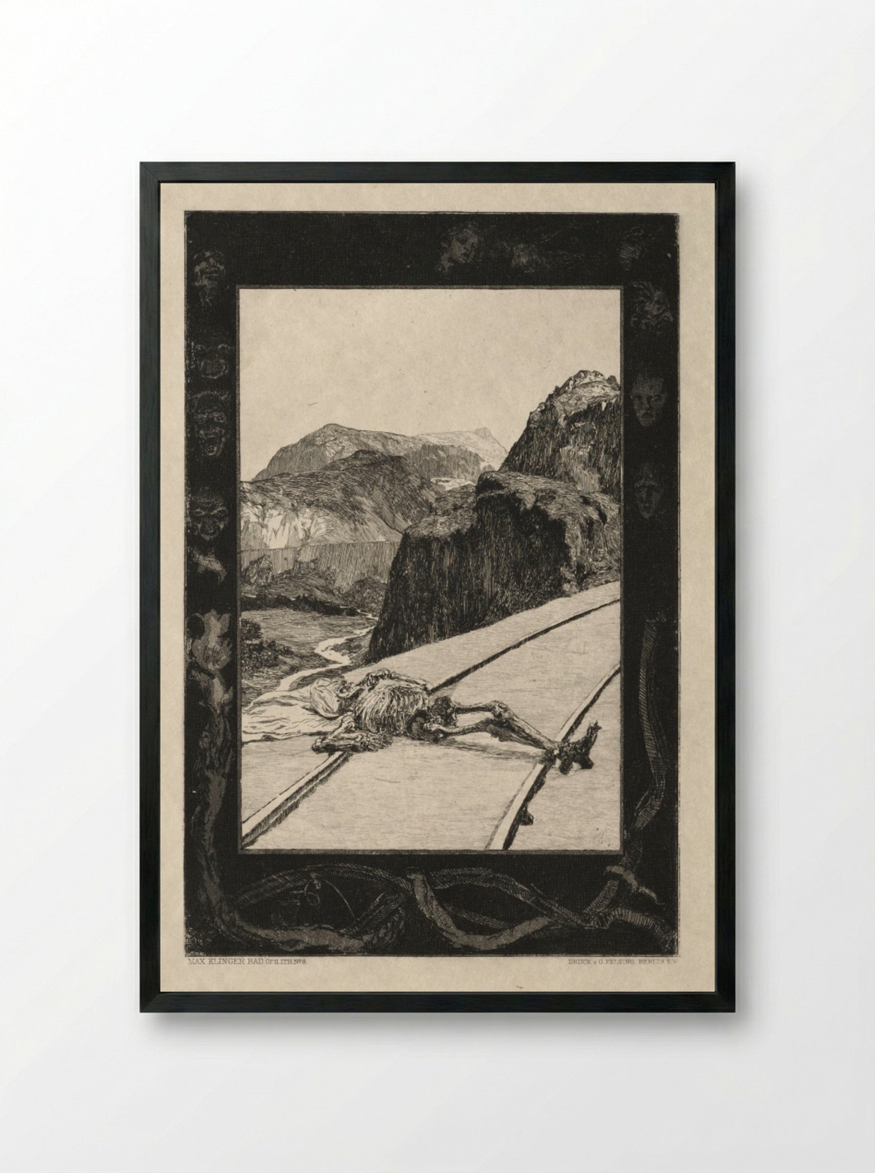Vom Tode I, Opus II, No. 8 - Max Klinger - Framed Print Black