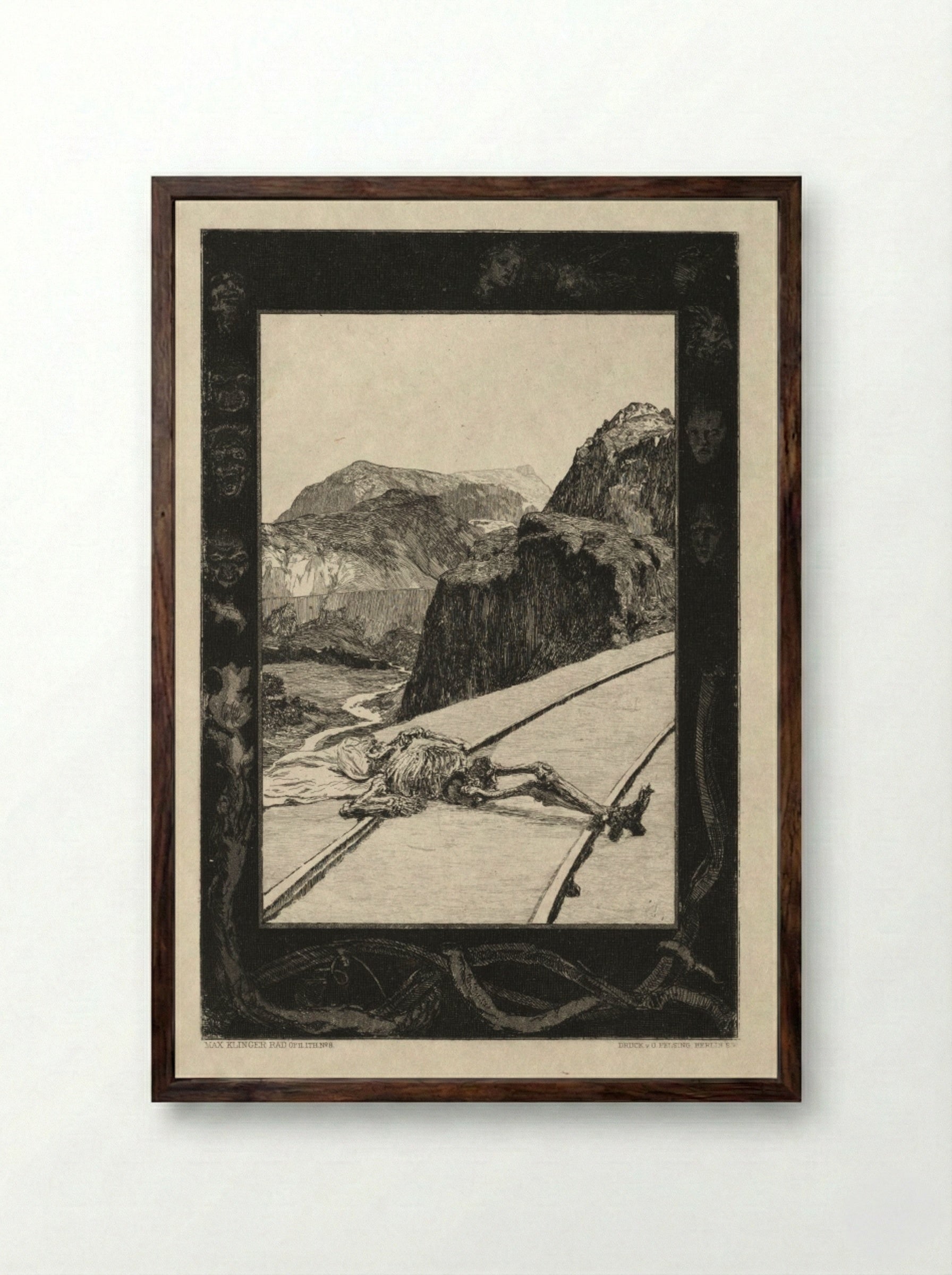 Vom Tode I, Opus II, No. 8 - Max Klinger - Framed Print Dark Wood