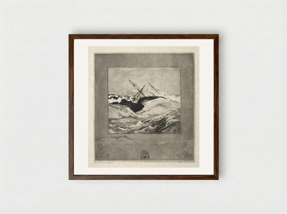 Vom Tode I, Opus II, No. 3 - Max Klinger - Framed Print Dark Wood