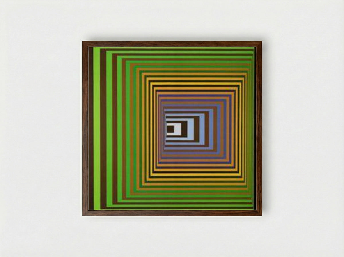 Vonal Stri - Victor Vasarely - Framed Print Dark Wood