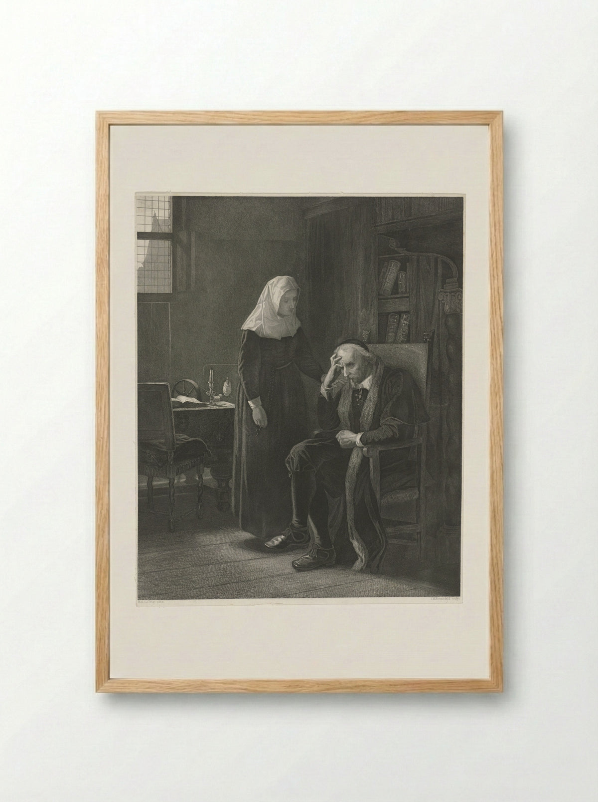 Vondel in zijn laatste levensjaren - Hendrik Albert van Trigt - Framed Print Wood