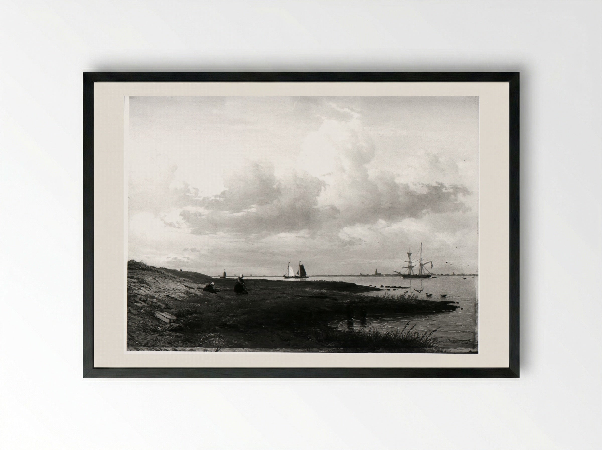 Voorkant van een zeventiende eeuws fregat - Willem Anthonie van Deventer - Framed Print Black