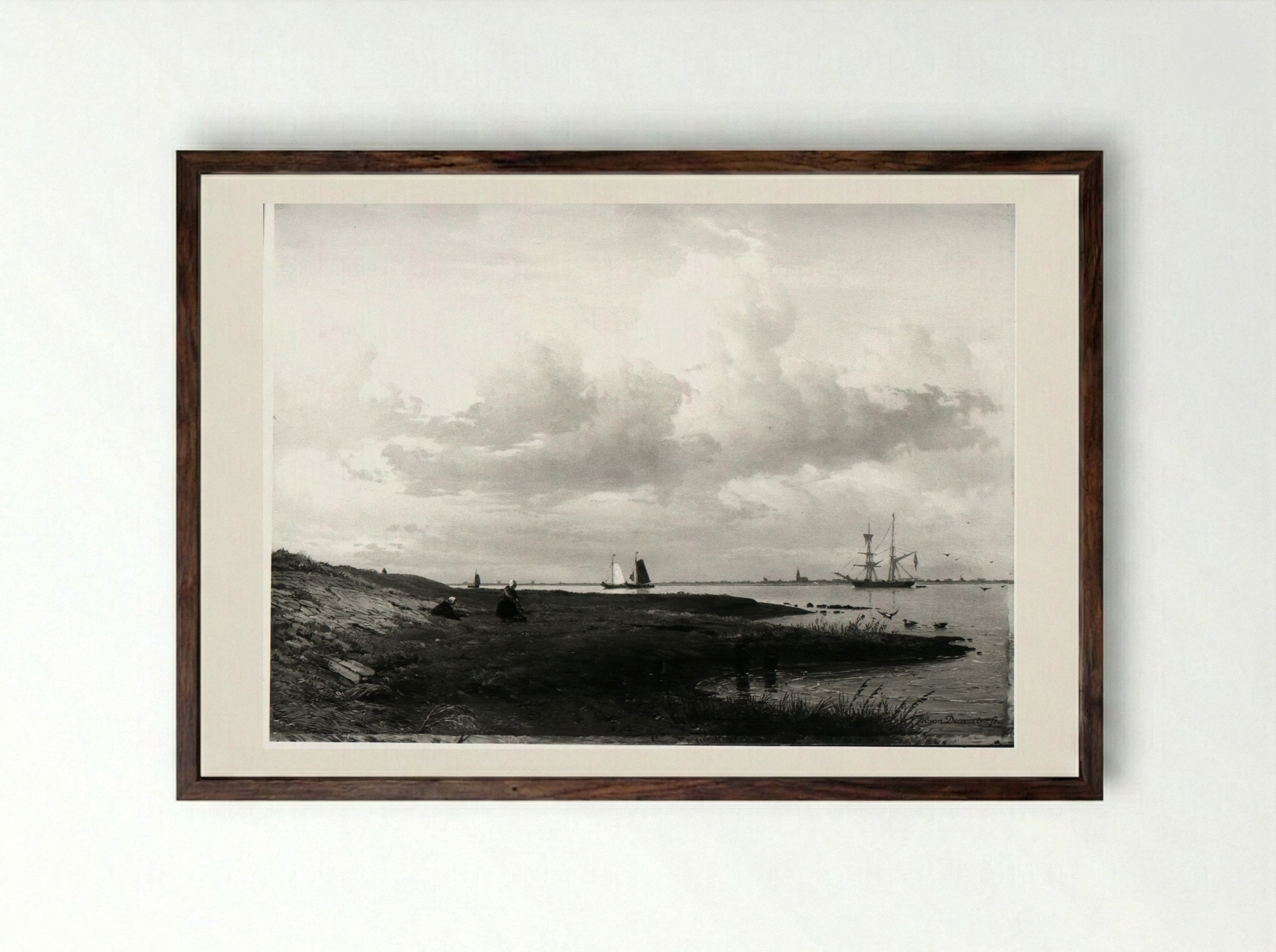 Voorkant van een zeventiende eeuws fregat - Willem Anthonie van Deventer - Framed Print Dark Wood