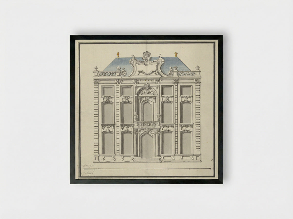 Voornaam woonhuis met platte stoep - Joseph Massol - Framed Print Black