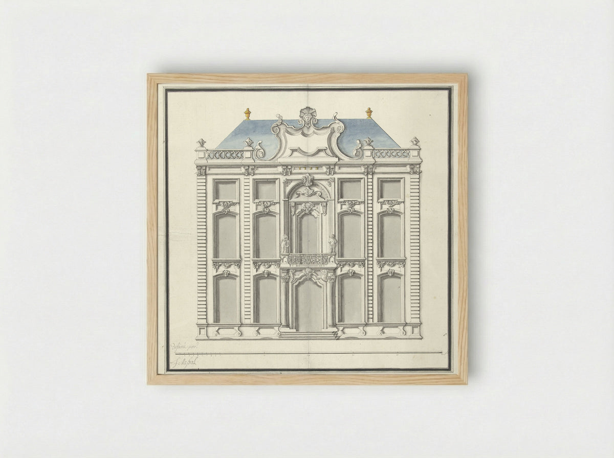 Voornaam woonhuis met platte stoep - Joseph Massol - Framed Print Wood