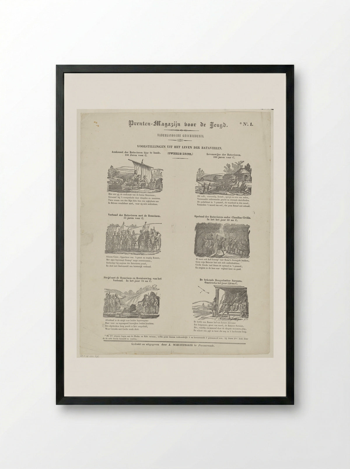 Voorstellingen uit het leven der Batavieren - Willem Bal - Framed Print Black