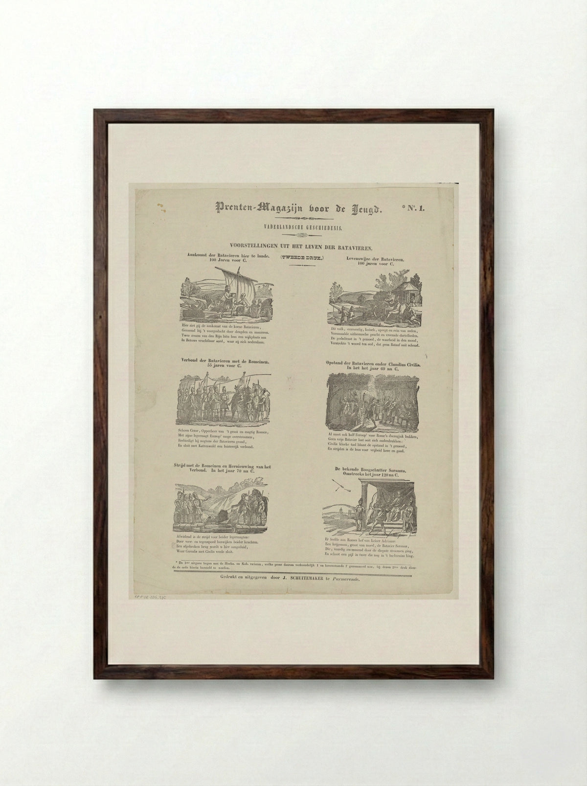 Voorstellingen uit het leven der Batavieren - Willem Bal - Framed Print Dark Wood