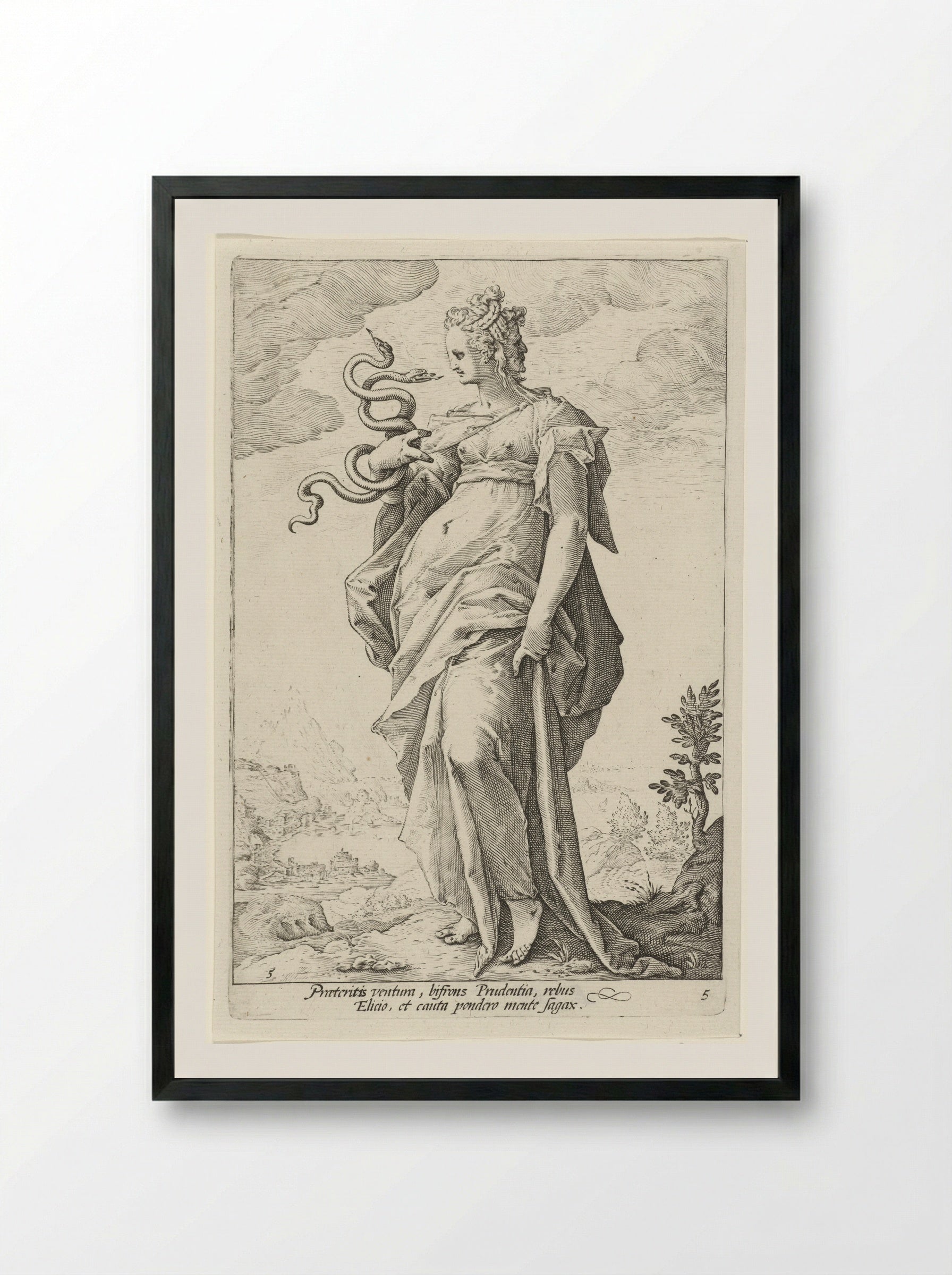 Voorzichtigheid (Prudentia) - Claes Jansz. Visscher (II) - Framed Print Black