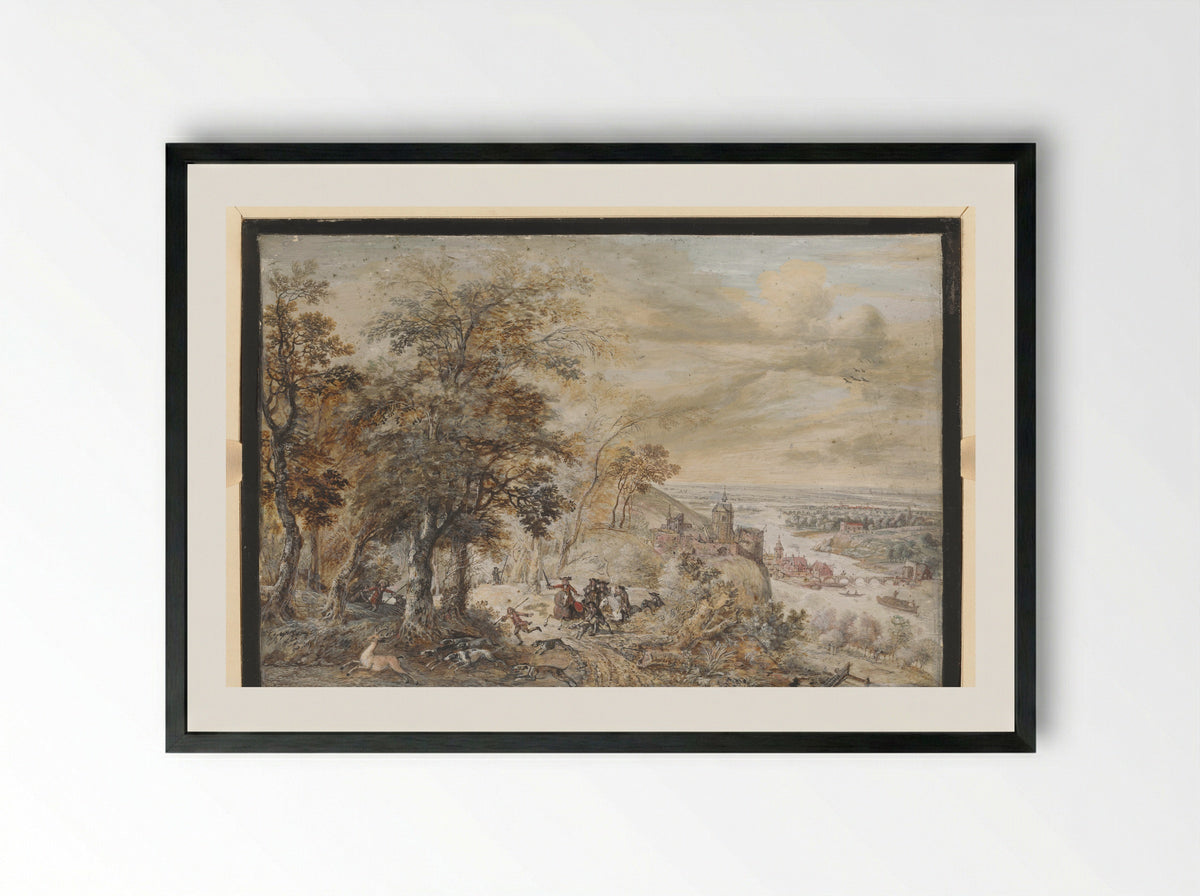 Vorstelijke jachtpartij - Gerrit Battem - Framed Print Black