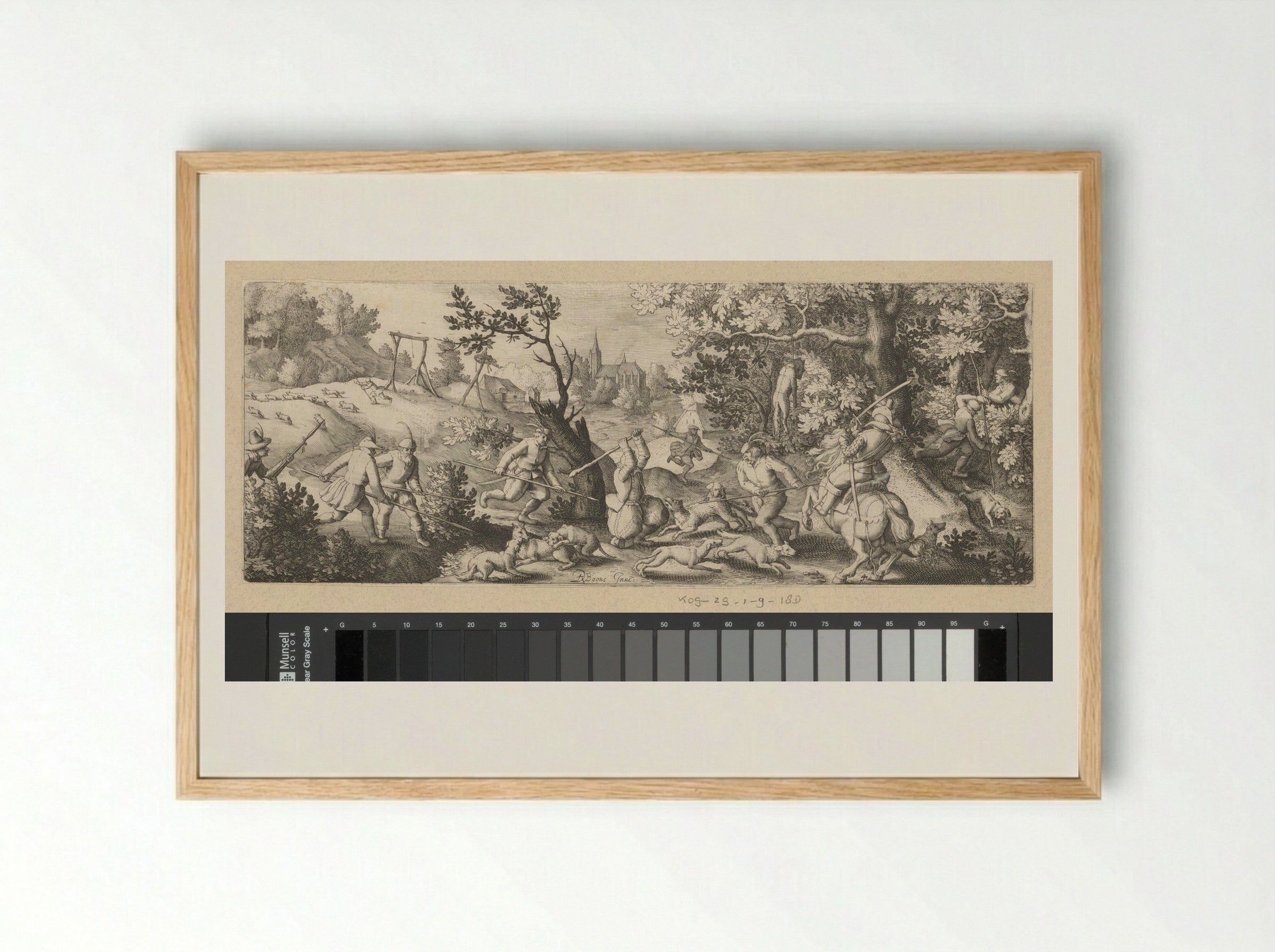 Vossenjacht (The Fox Hunt) - Claes Jansz. Visscher (II) - Framed Print Wood