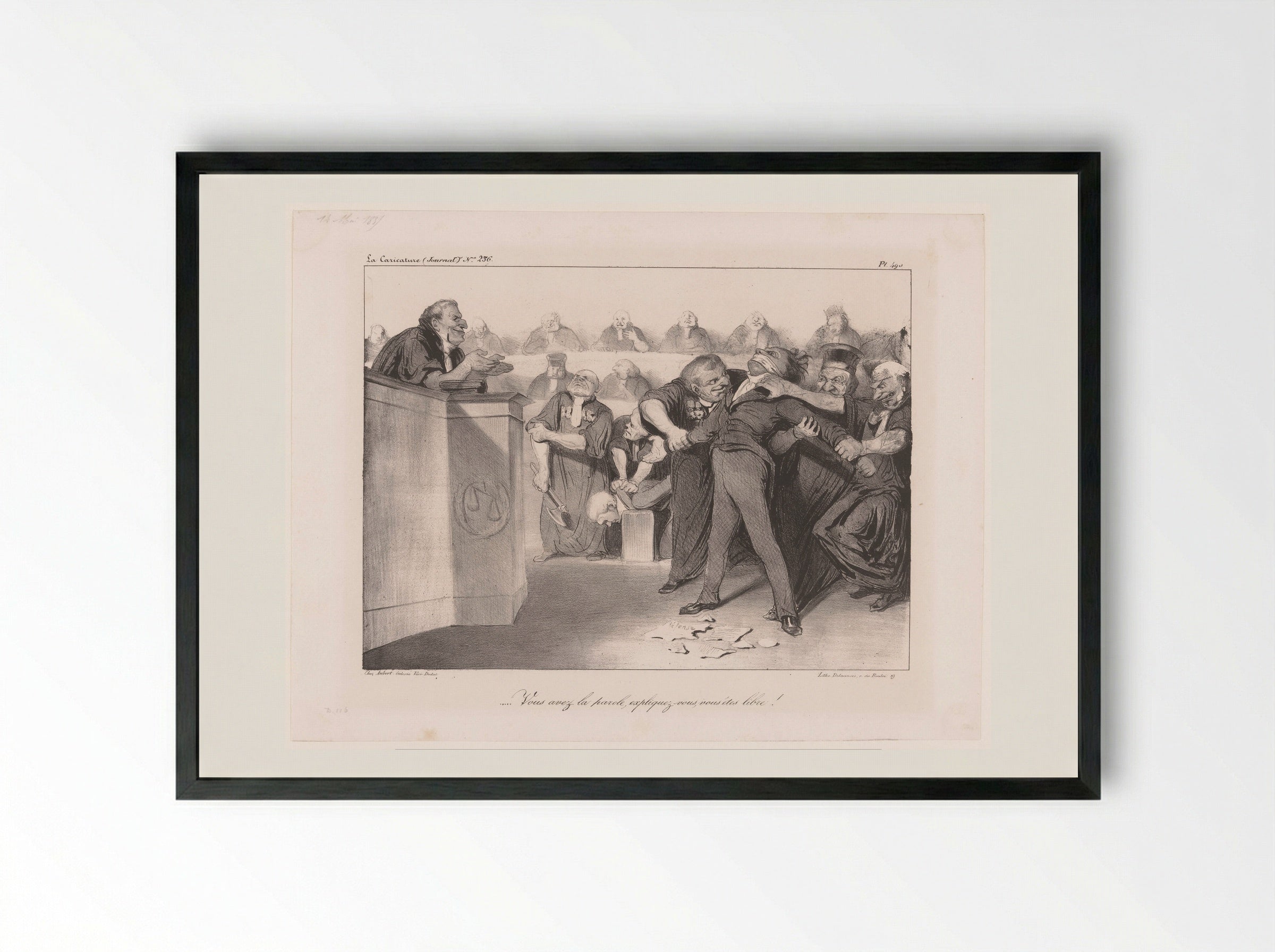 Vous avez la parole, expliquez-vous, vous êtes libre! - Honoré Daumier - Framed Print Black