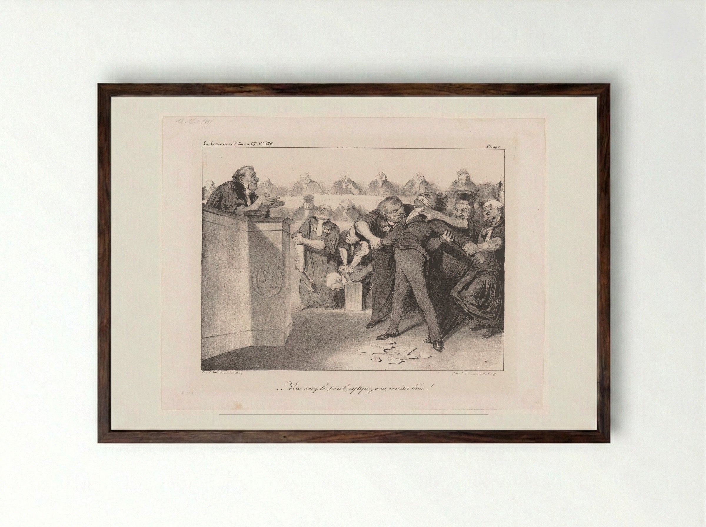 Vous avez la parole, expliquez-vous, vous êtes libre! - Honoré Daumier - Framed Print Dark Wood