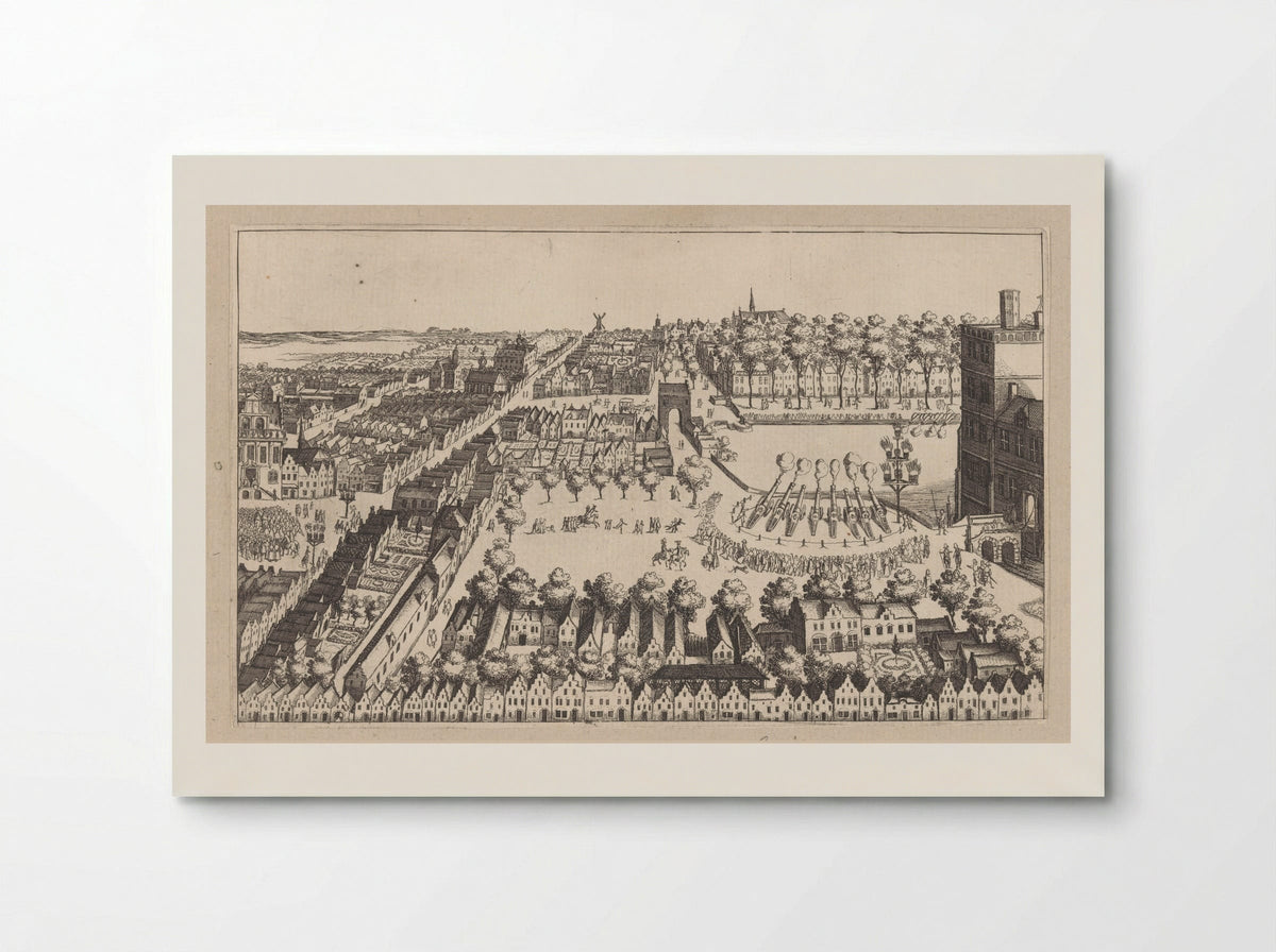 Vreugdevuren te Den Haag na de afkondiging van het bestand, 1609 - Simon Frisius - Poster