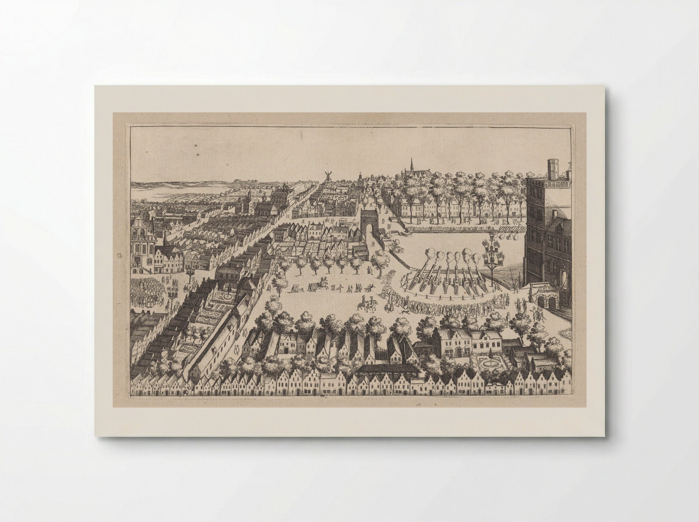 Vreugdevuren te Den Haag na de afkondiging van het bestand, 1609 - Simon Frisius - Poster