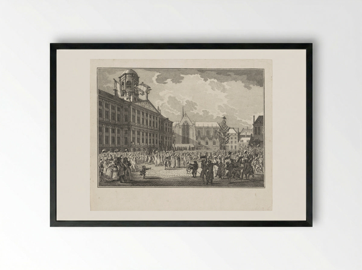 Vrijgelaten burger deputatie verwelkomd op de Dam, 1795 - Jan Lucas van der Beek - Framed Print Black